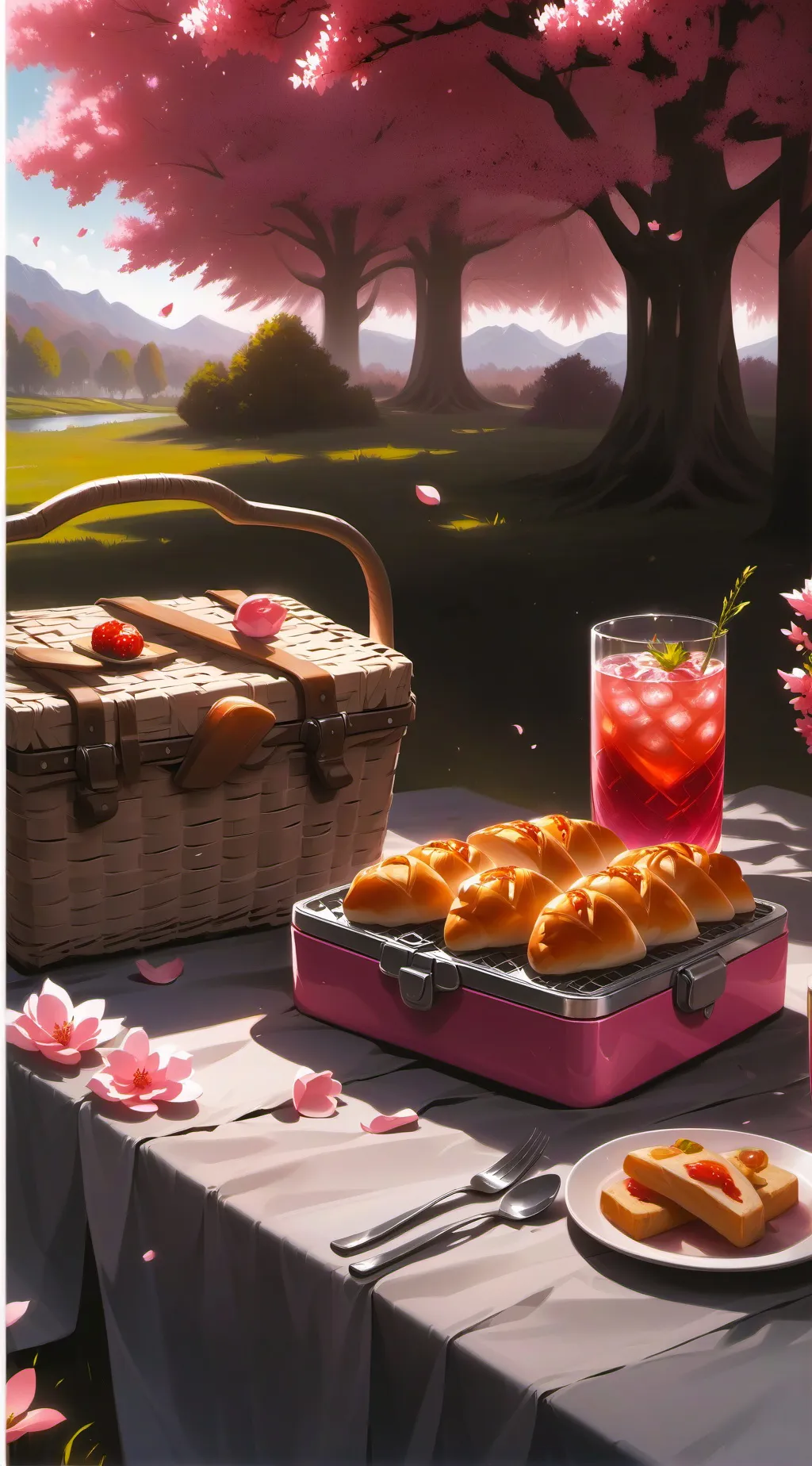 ai character: kny picnic background