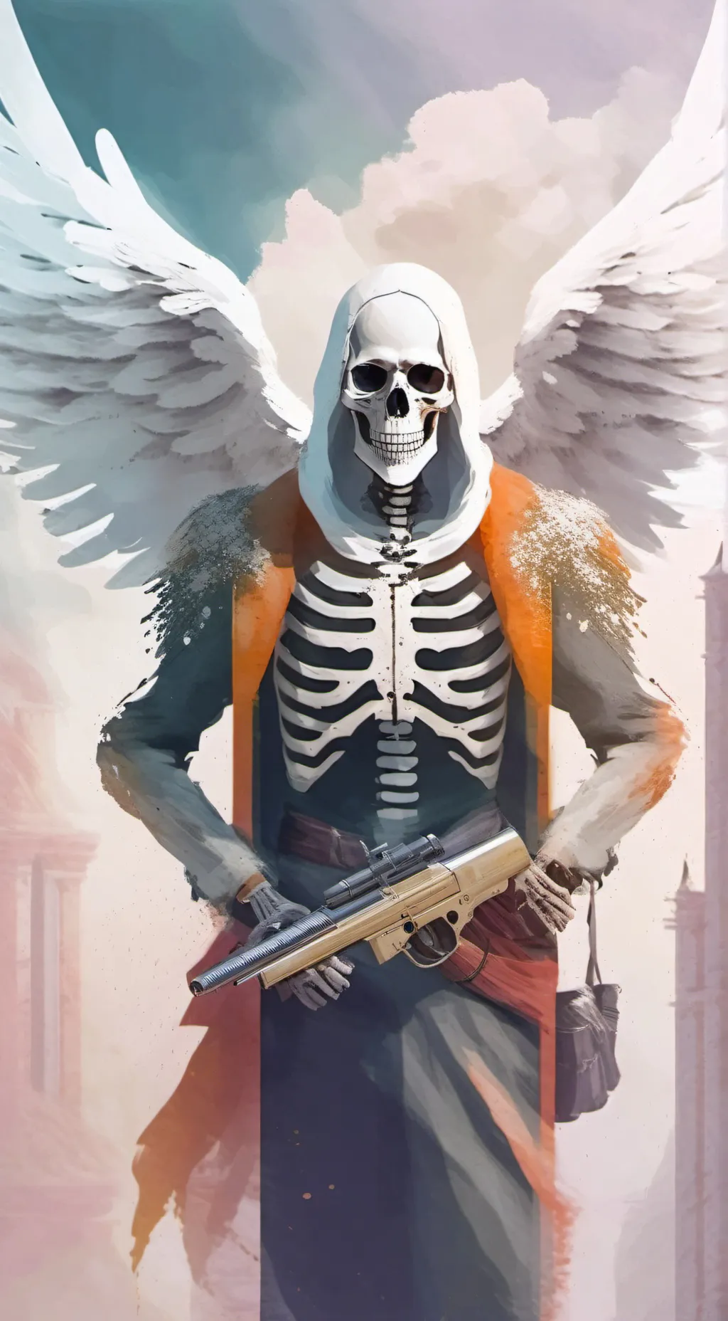 ai character: ascended skeleton  background