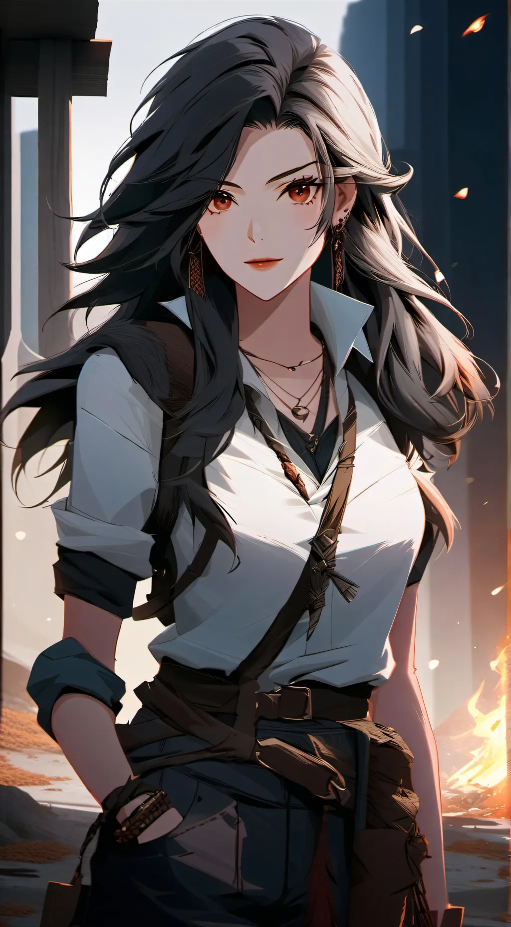 ai character: Werewolf hunter Gf background
