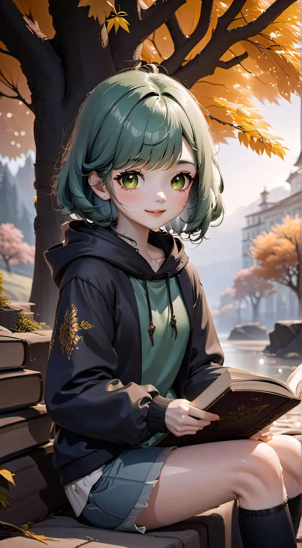 ai character: Green  background