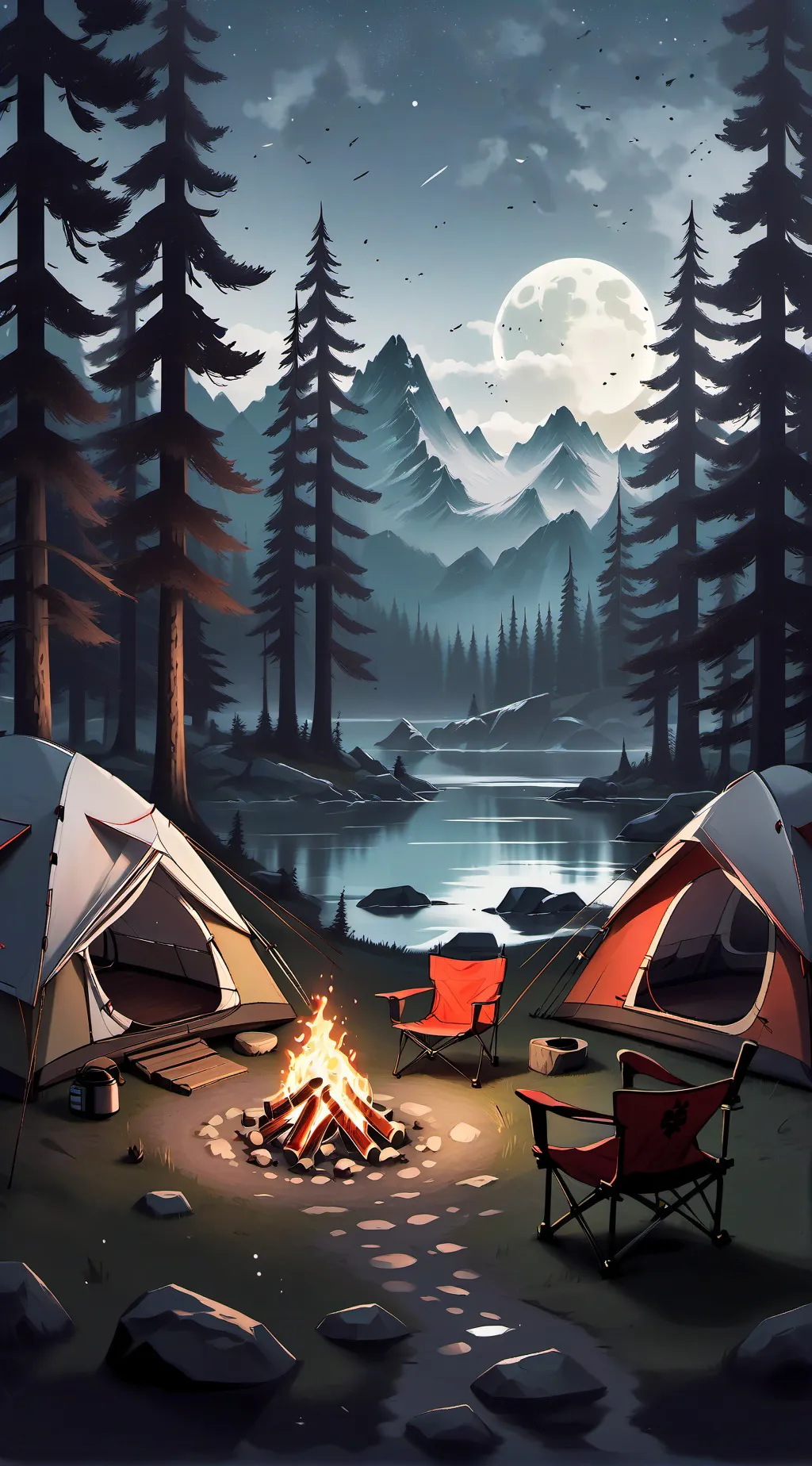 ai character: Mha Camping trip  background