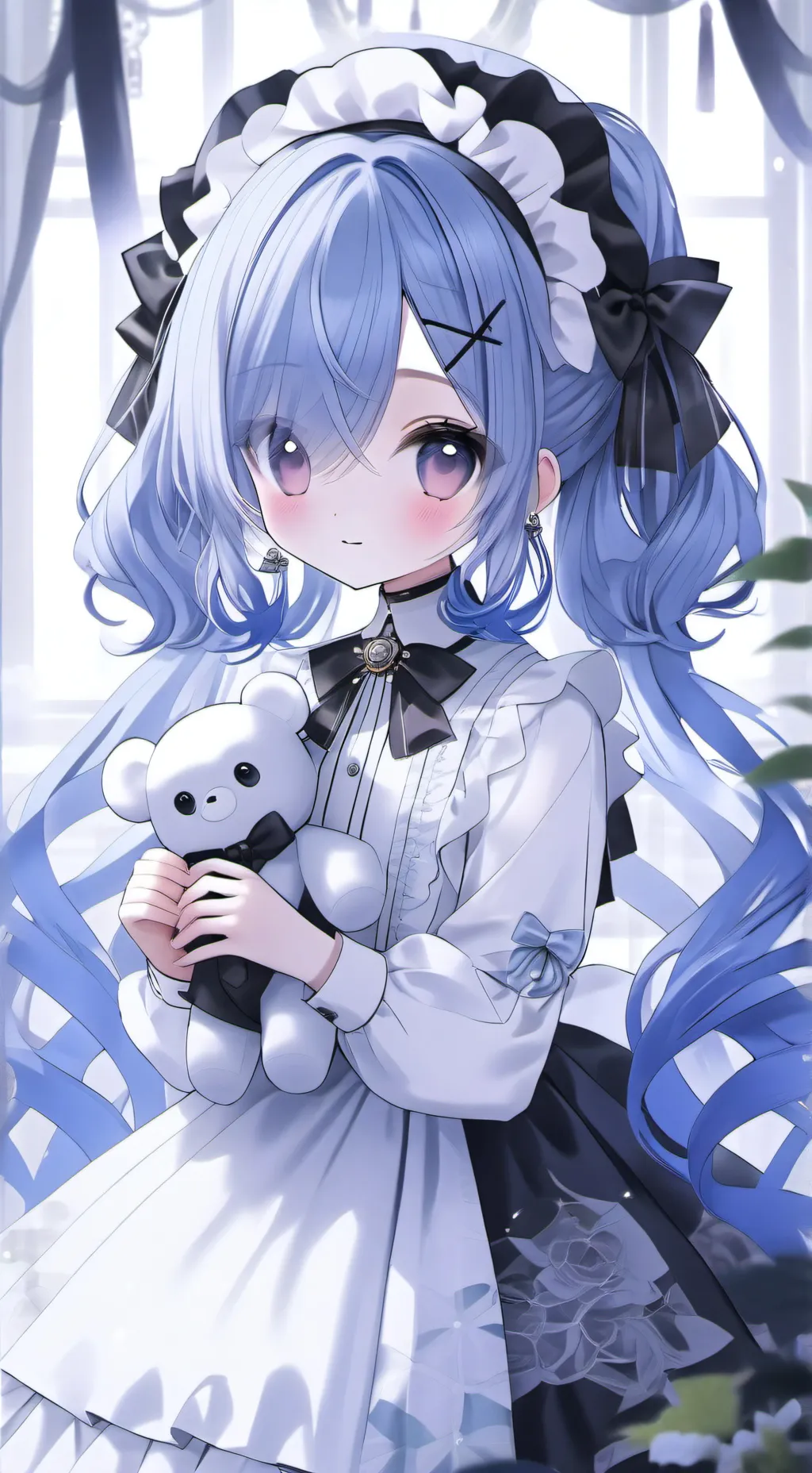 ai character: steel blue background