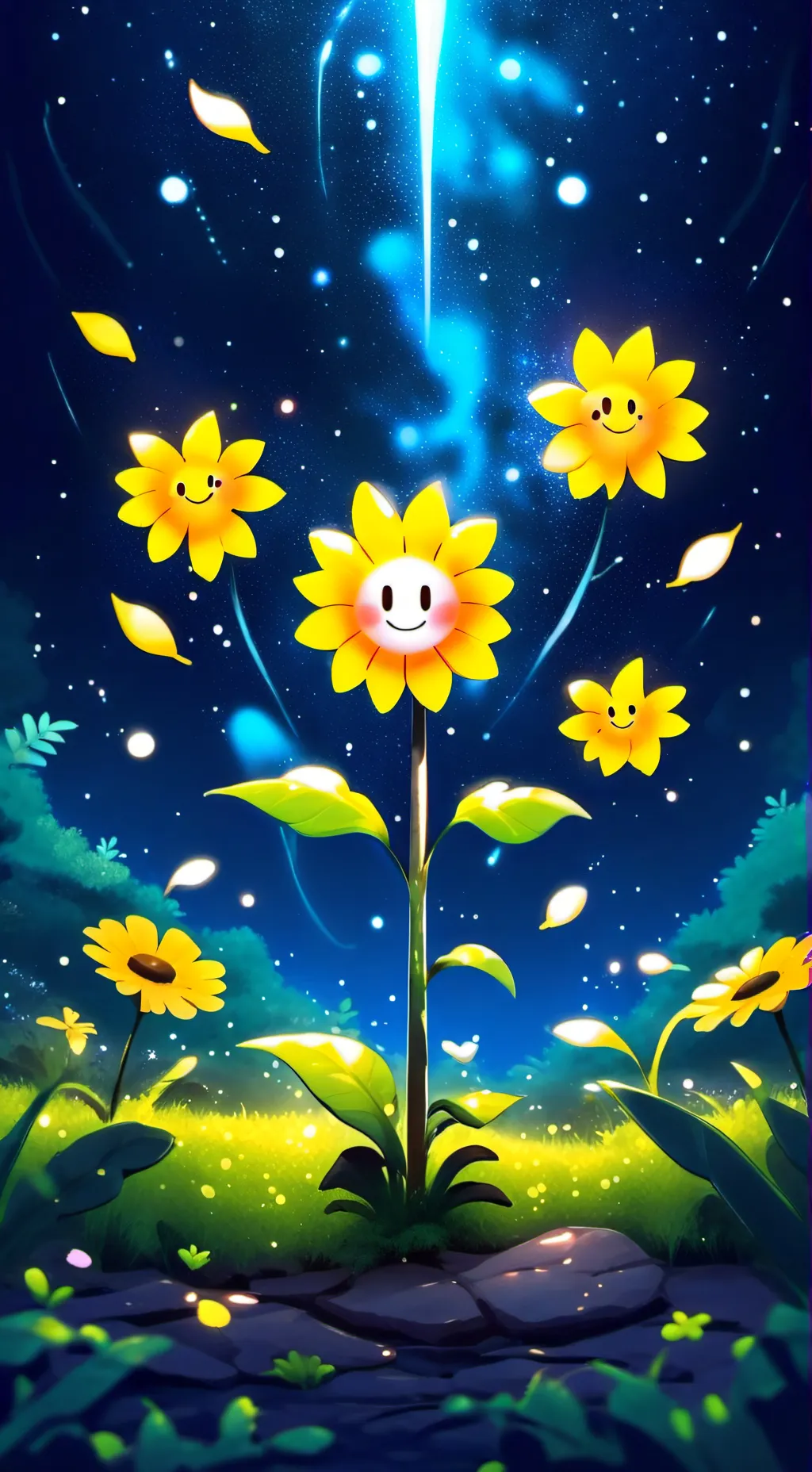 ai character: Girl flowey background