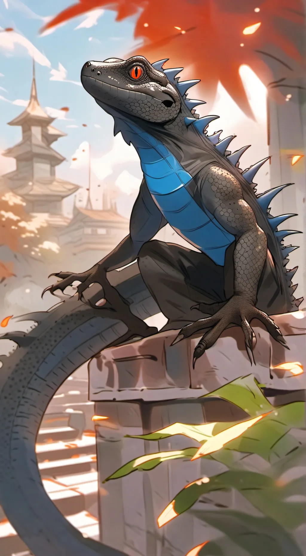 ai character: Godzilla 2024-1954 background