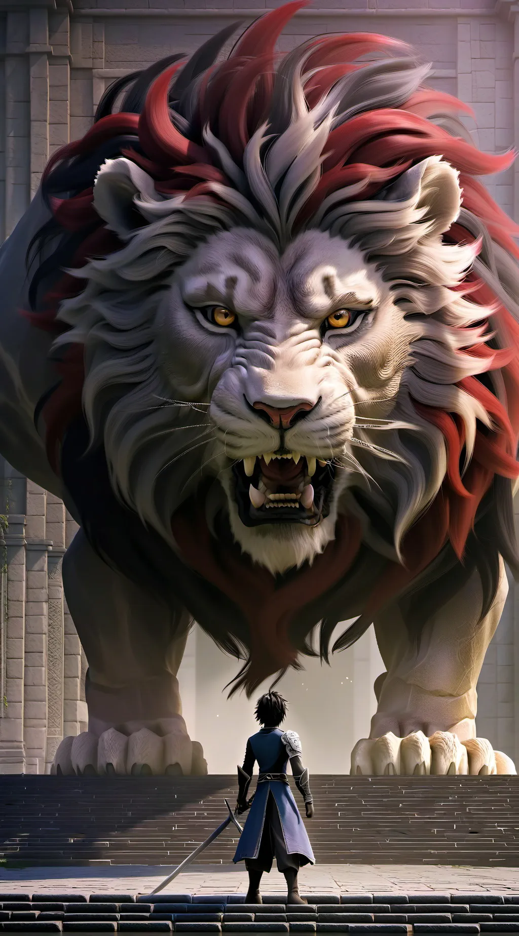 ai character: Giant lion background