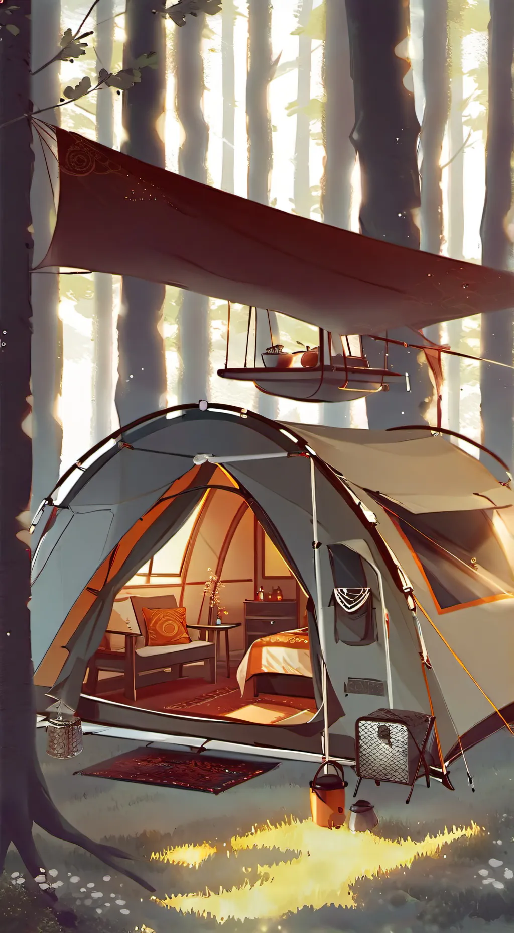 ai character: Camping encounter background