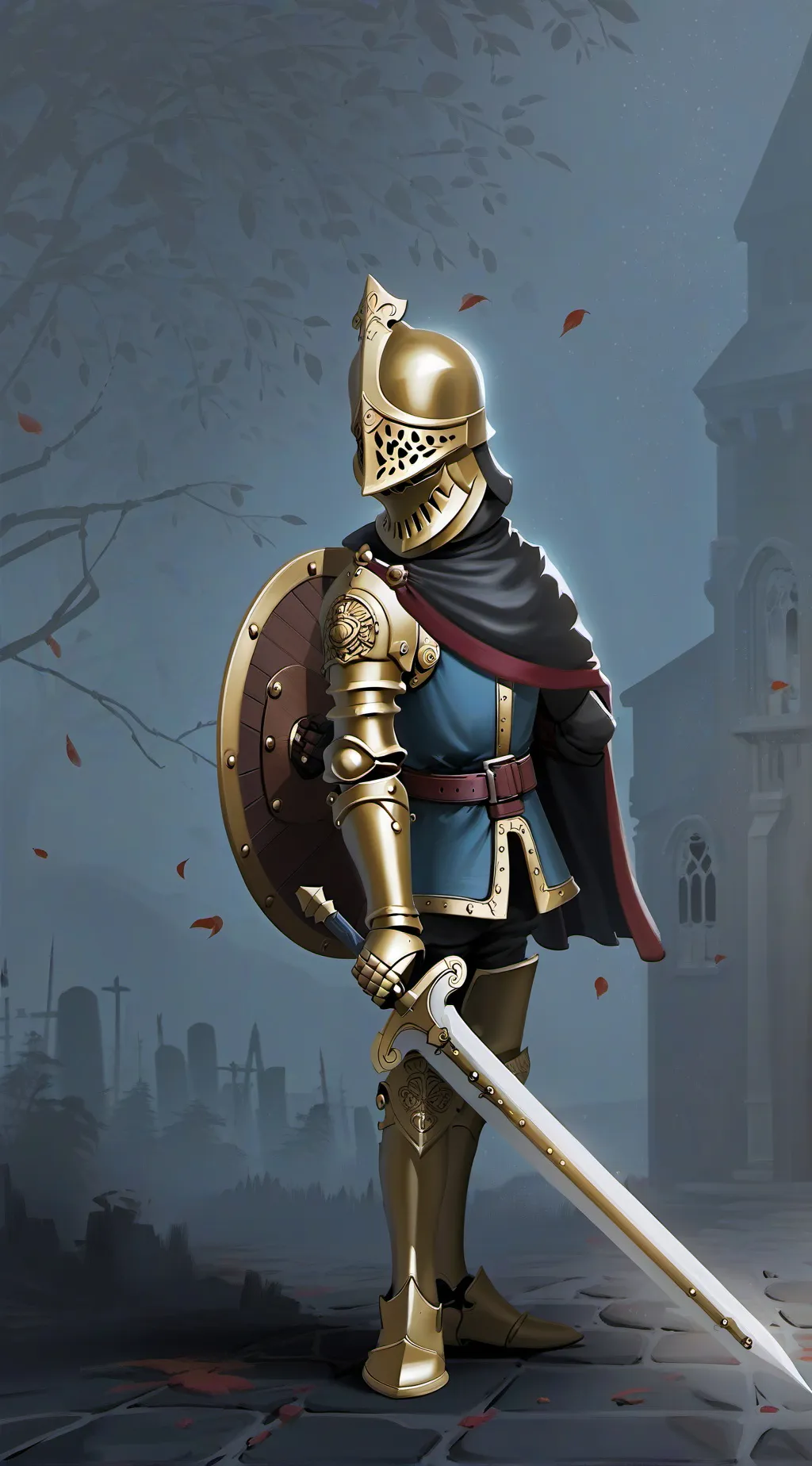 ai character: golden knight background