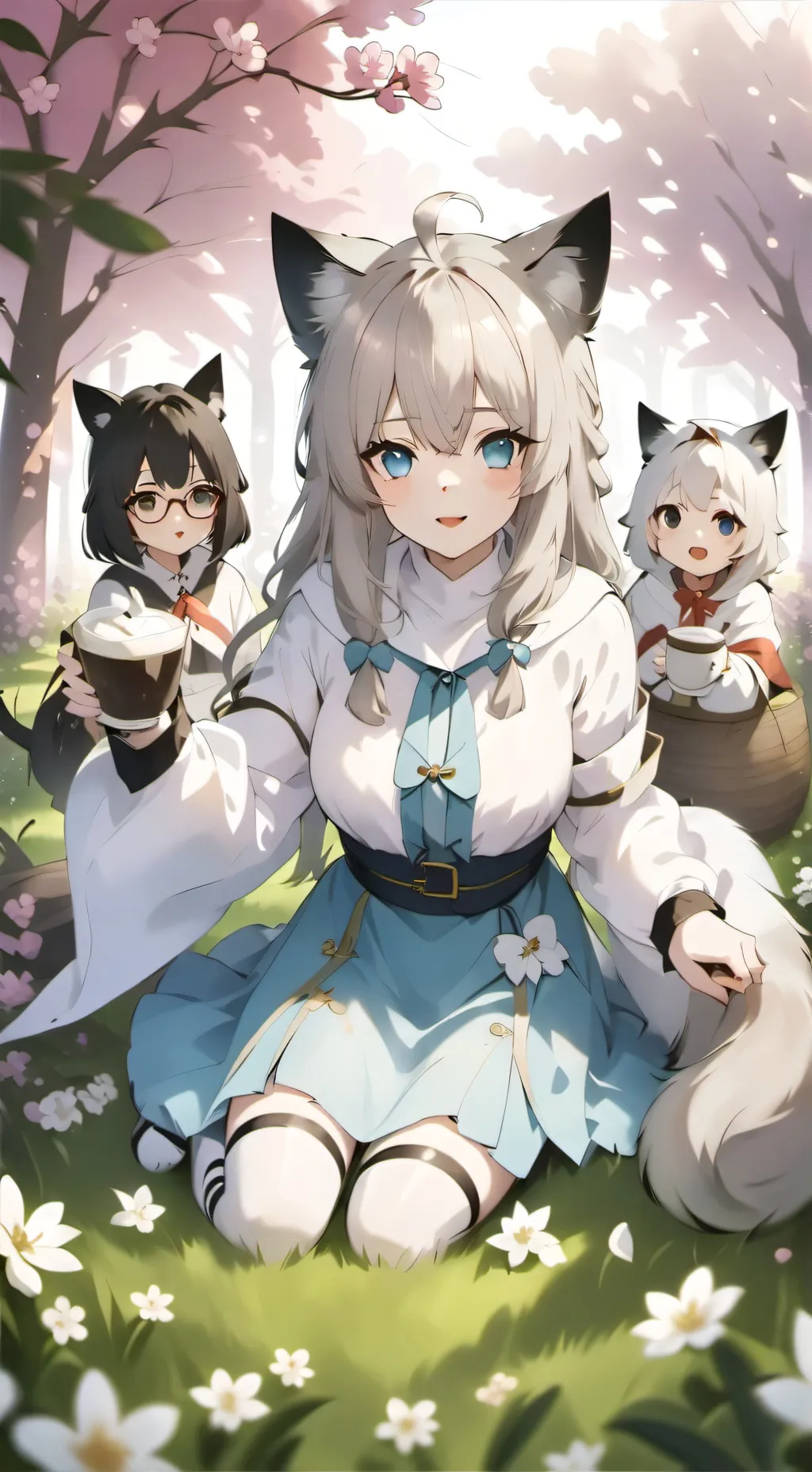 ai character: Three cat girls background
