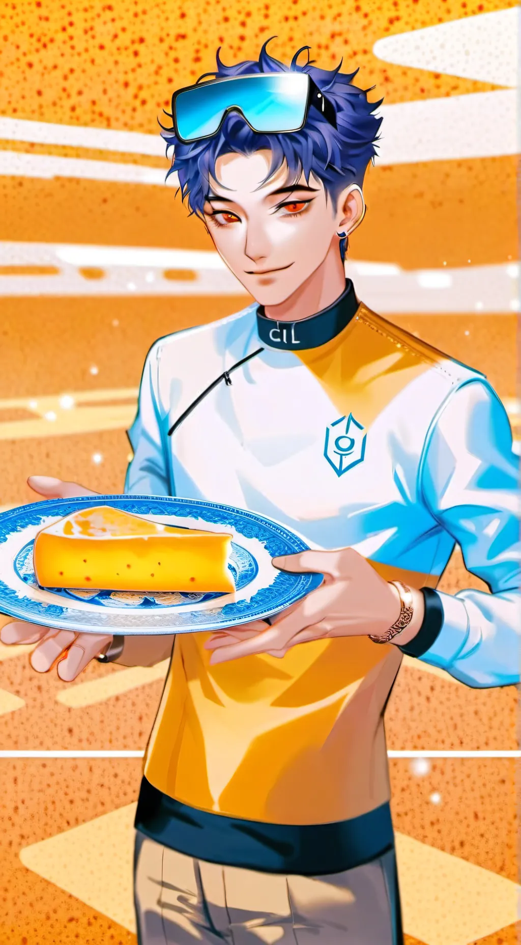 ai character: Cal cheese background