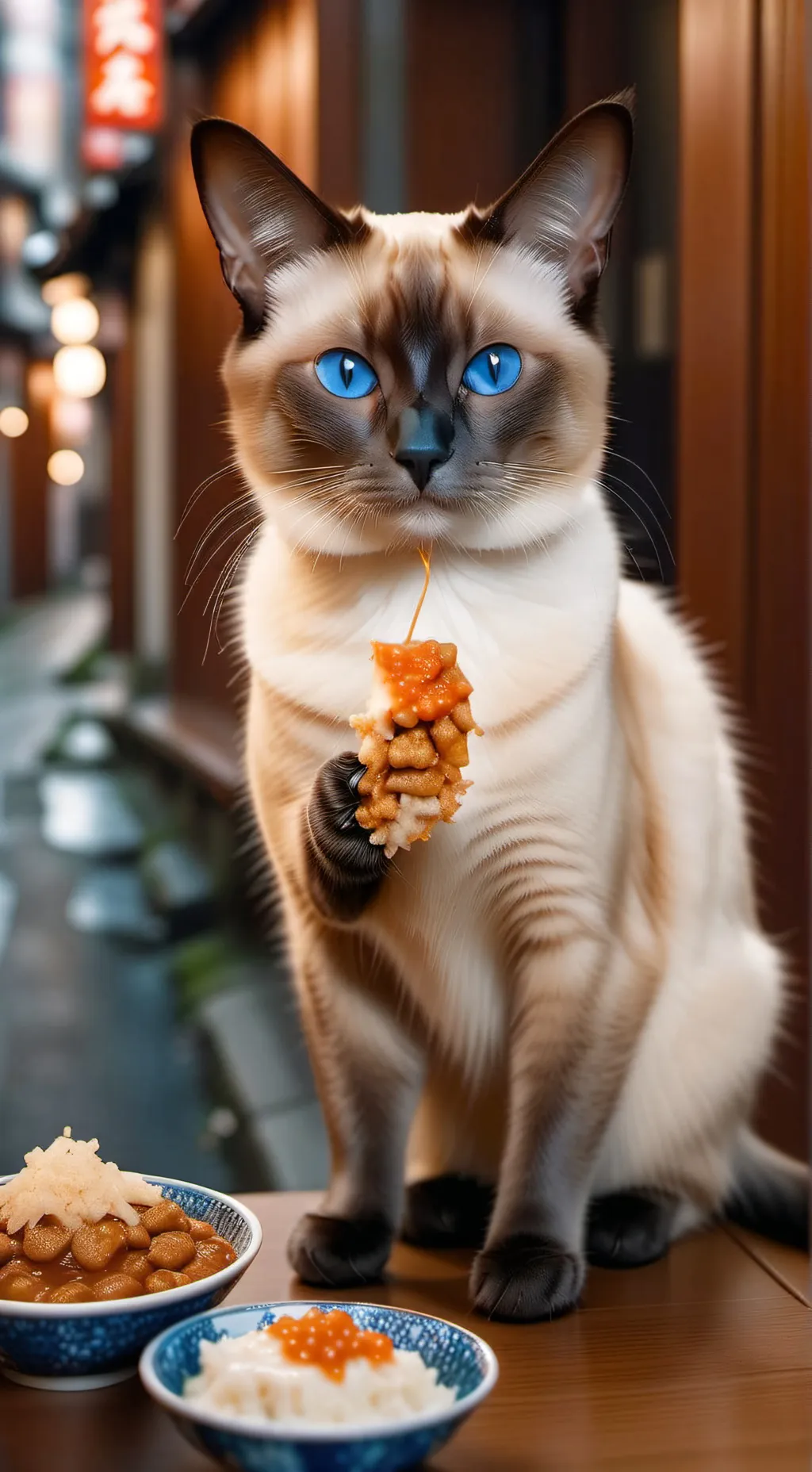 ai character: A Siamese cat....? background