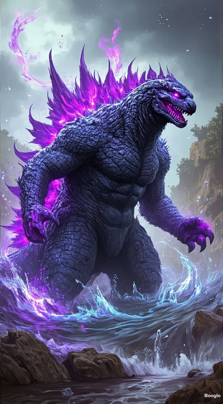 ai character: Godzilla  background