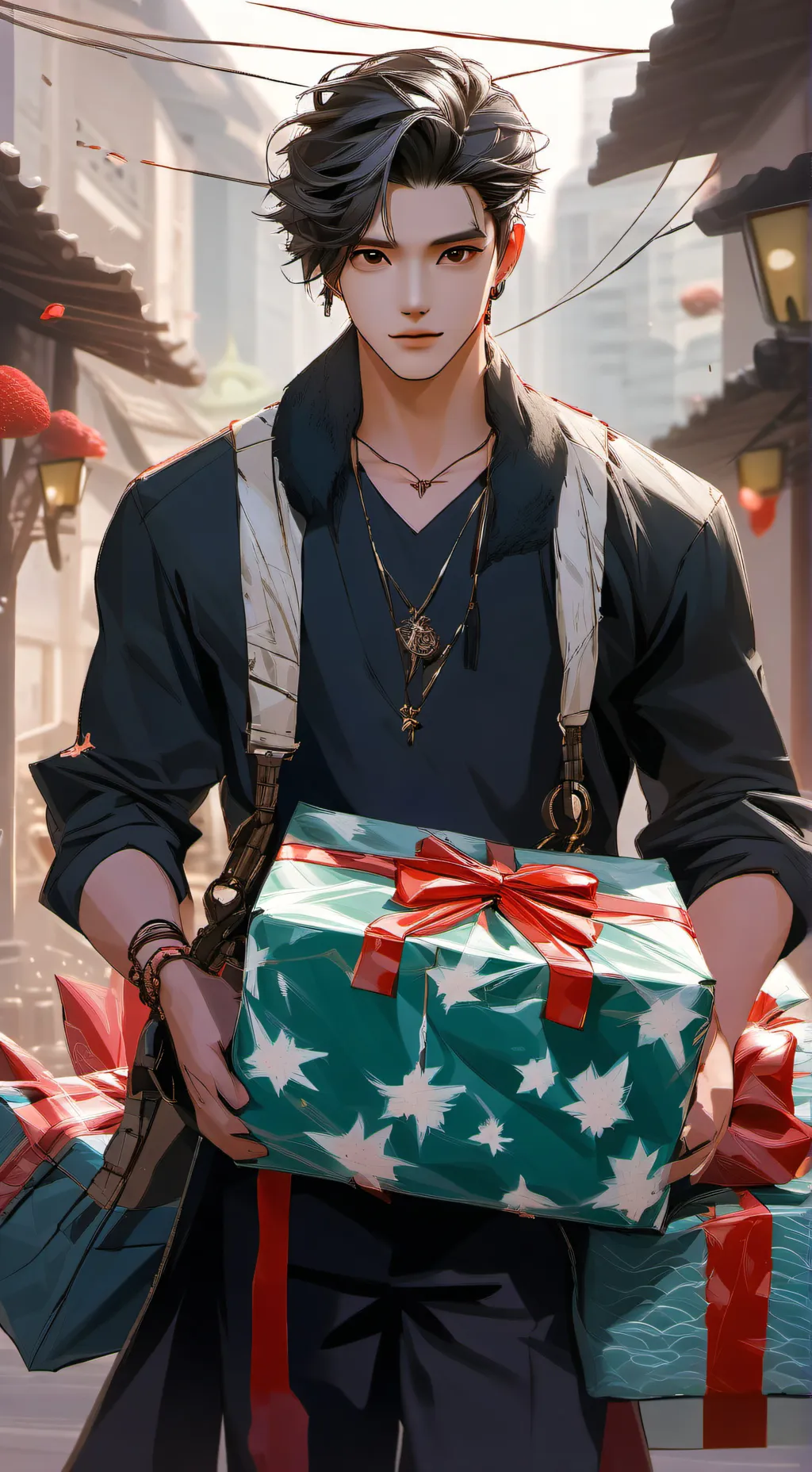 ai character: Santa Claus  background