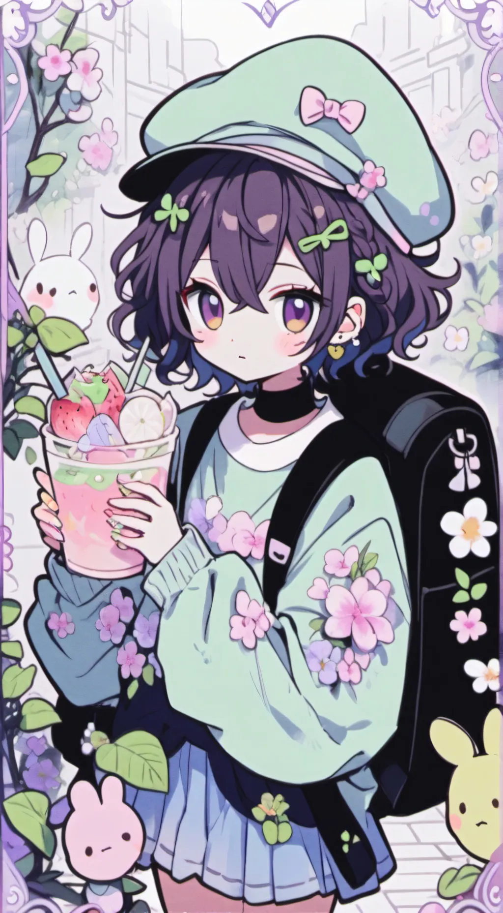 ai character: Zoey.૮ ºﻌºა background