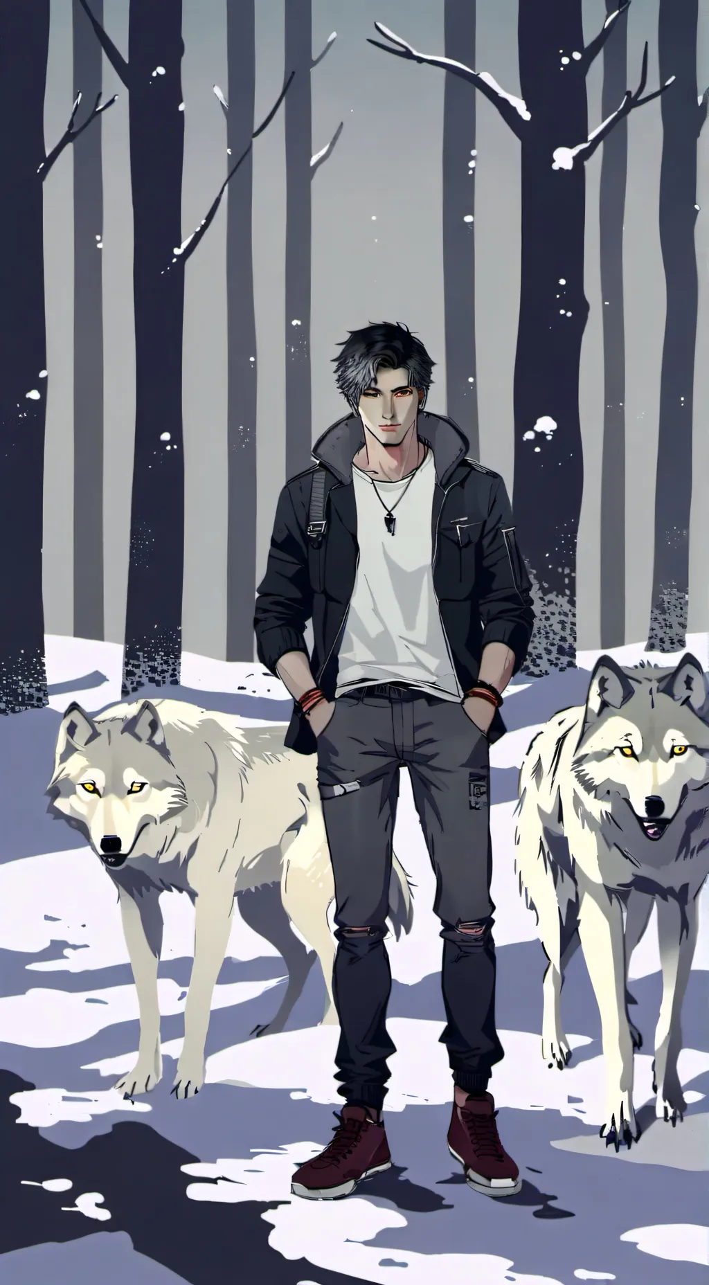 ai character: Alpha wolf jake background