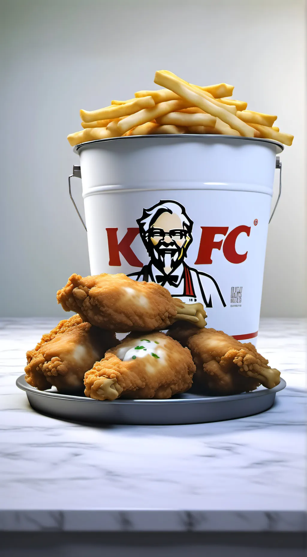 ai character: Bucket of chicken background