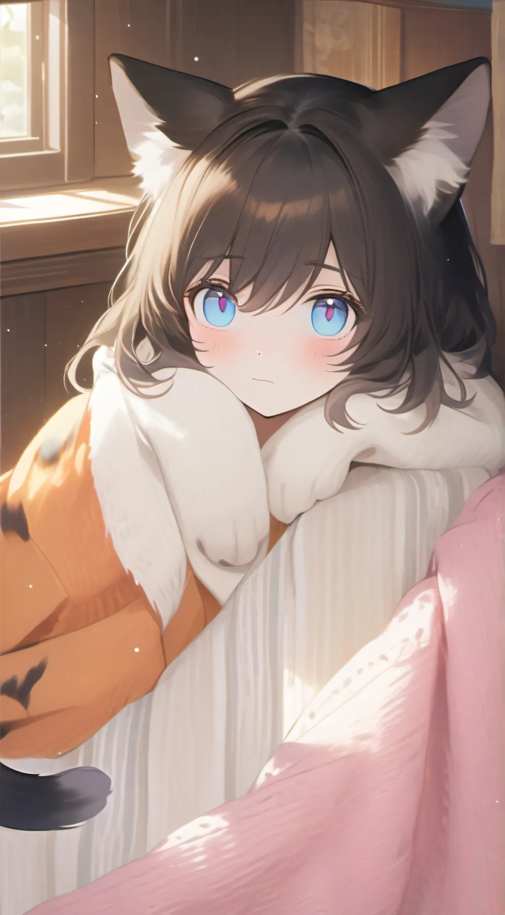 ai character: Espíritu Gato Tortoiseshell background