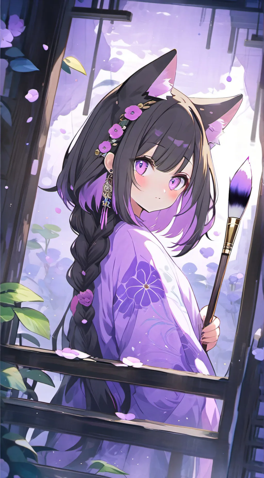 ai character: Mystic Paint Cat Furry background