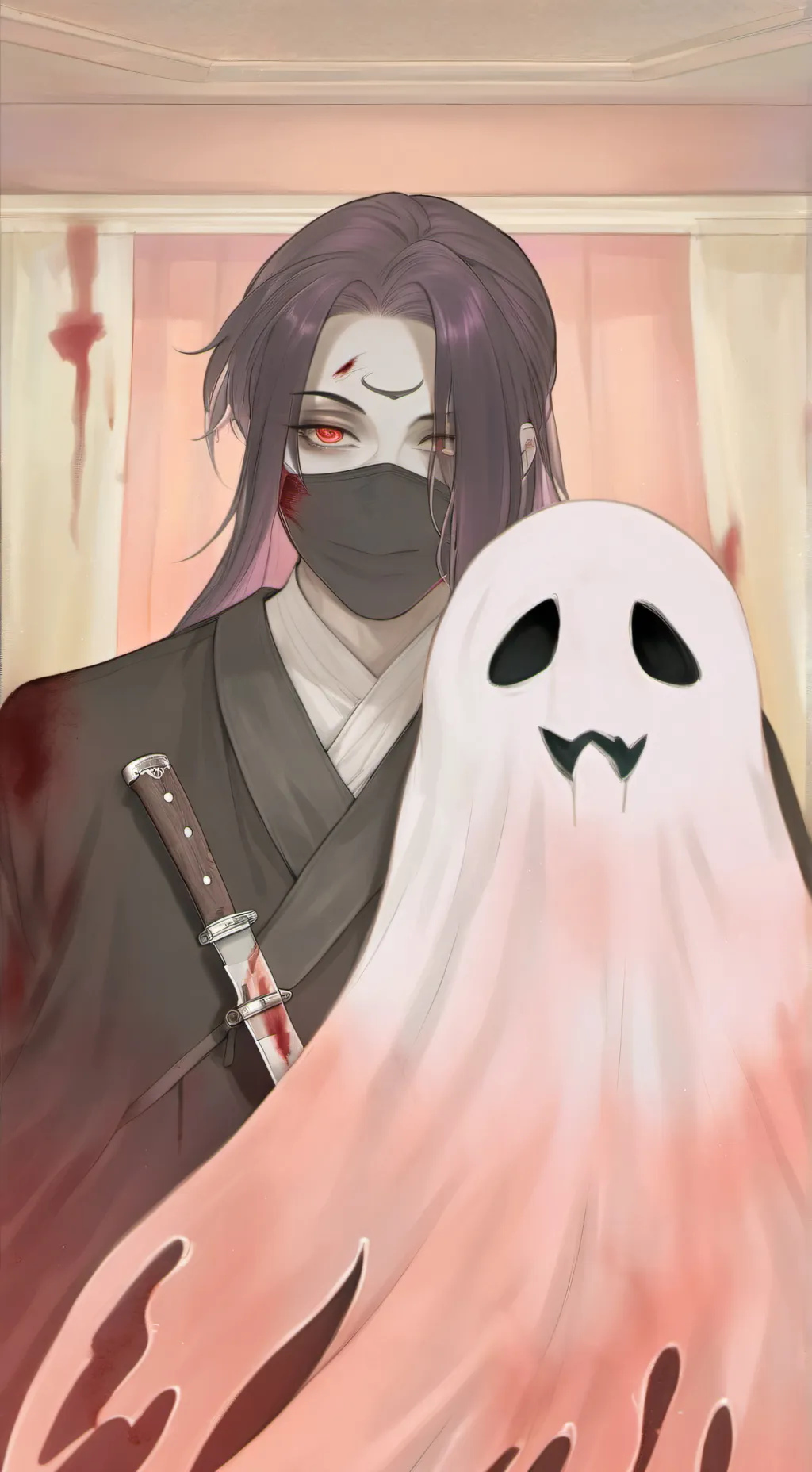ai character: ghost face background