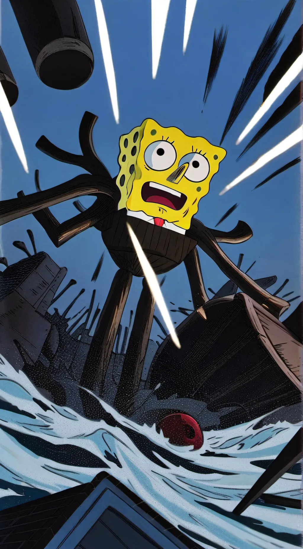 ai character: dumped SpongeBob  background