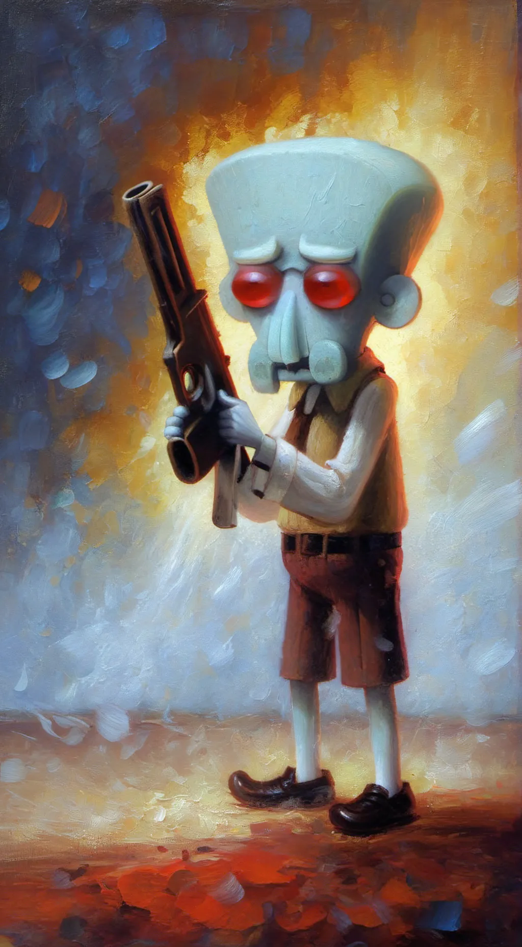 ai character: red mist squidward background
