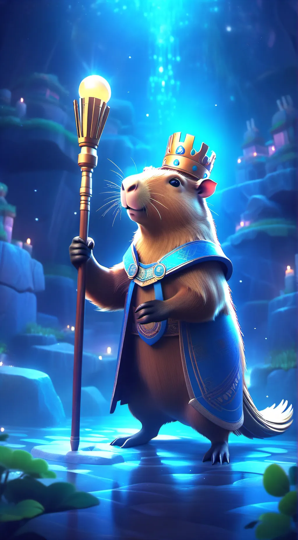 ai character: capybara king background