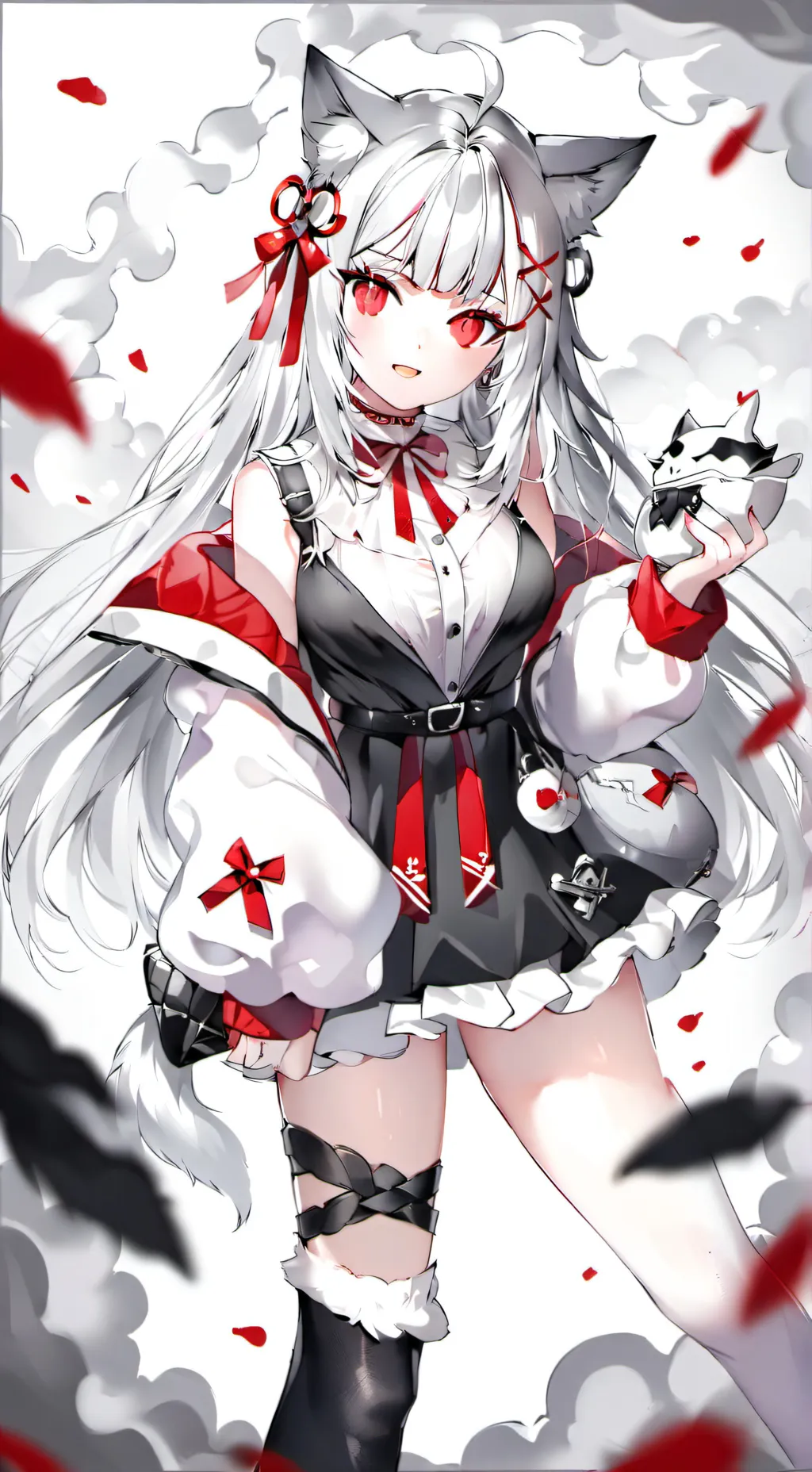 ai character: Giant cat girl background