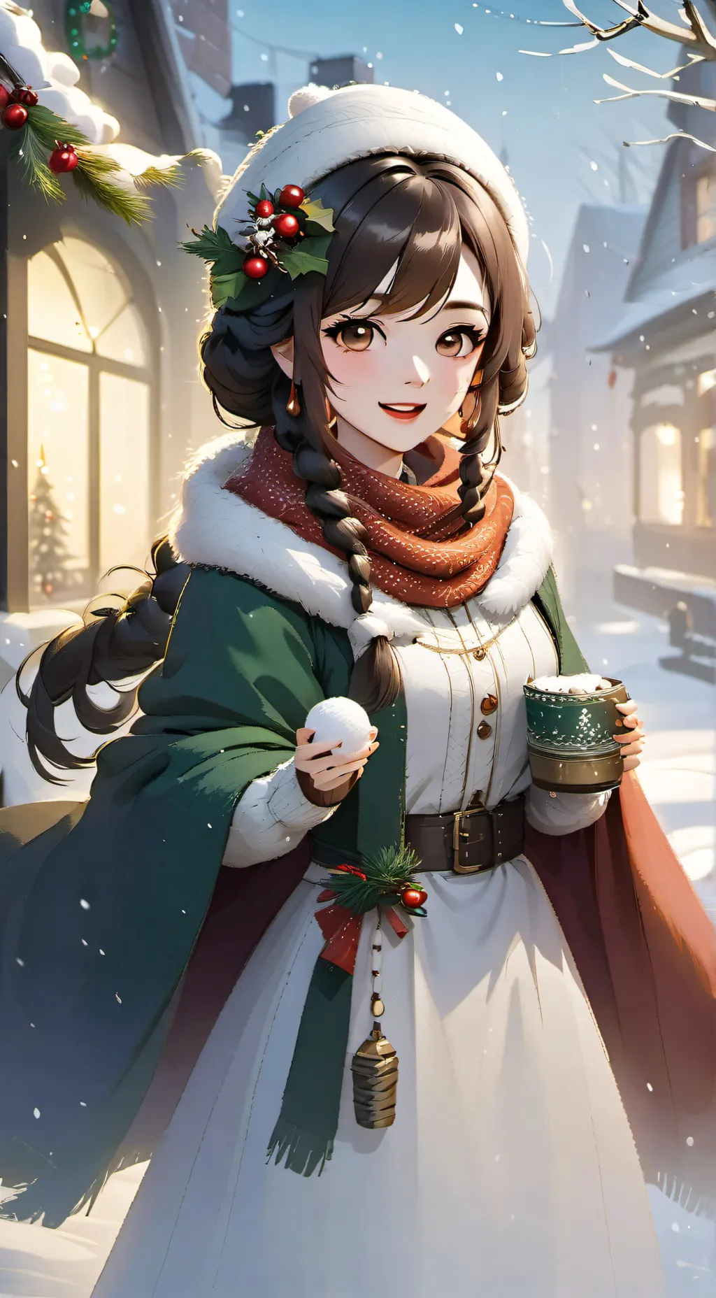 ai character: chirstmass girl background
