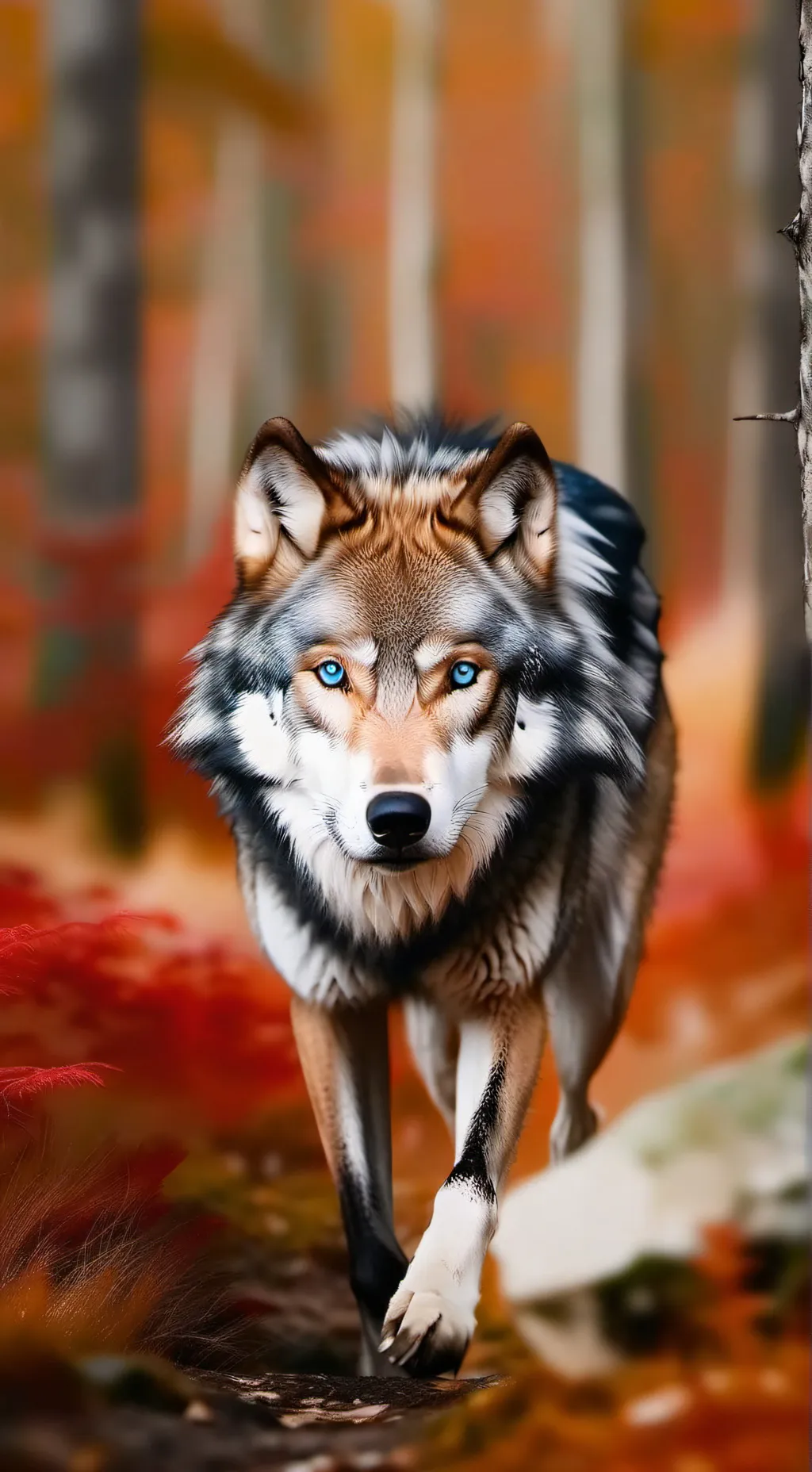 ai character: Wolf in the woods  background