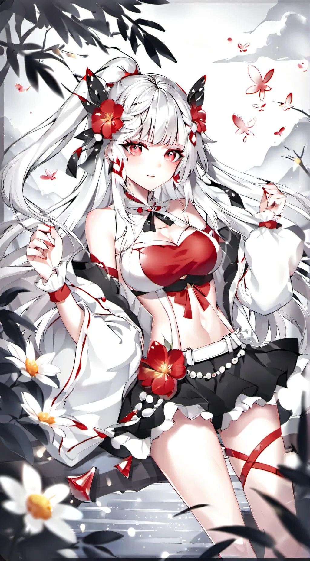 ai character: The Beach day but. background