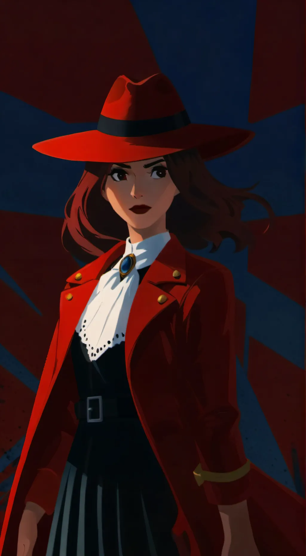 ai character: Carmen Sandiego  background