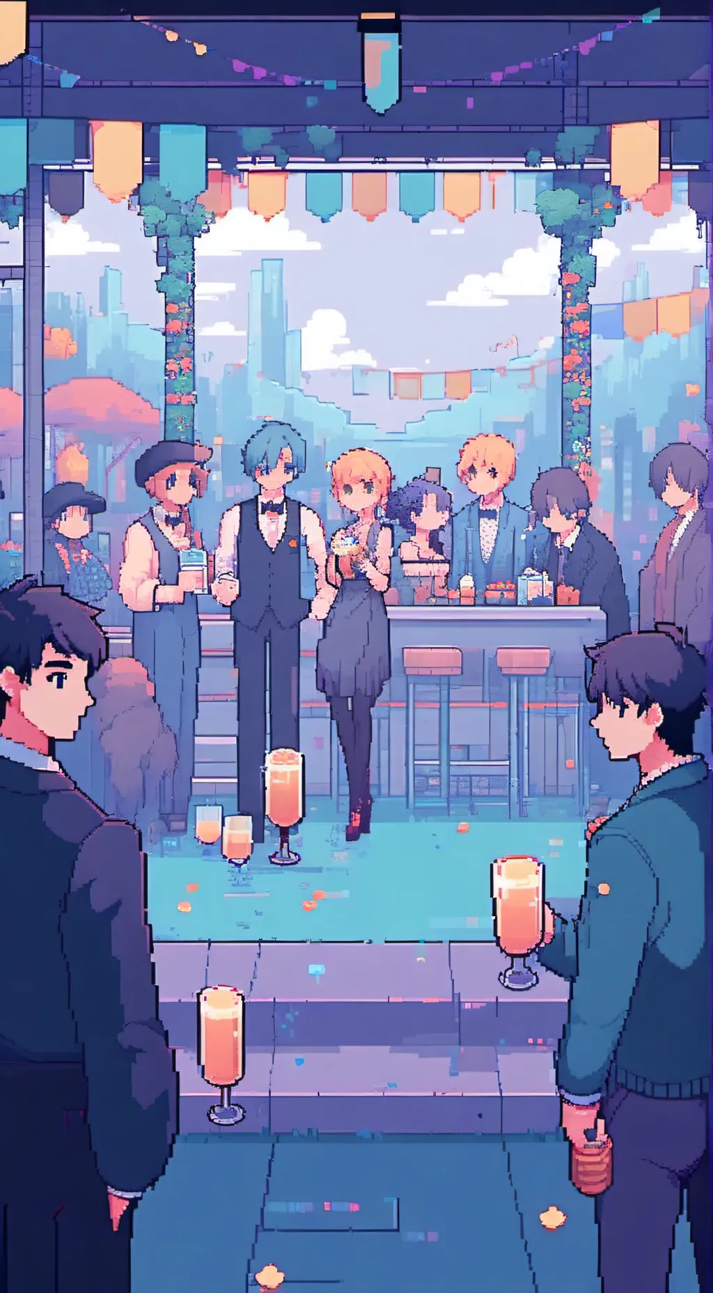 ai character: Mha Bday party! background