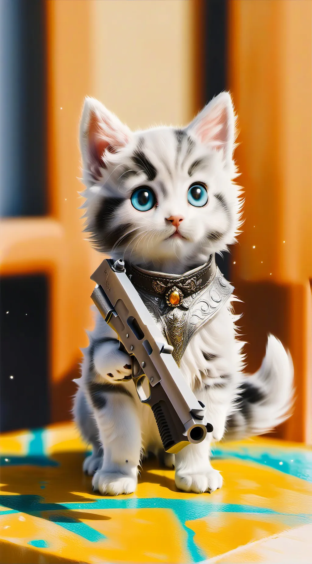 ai character: CAT WITH PISTOL background