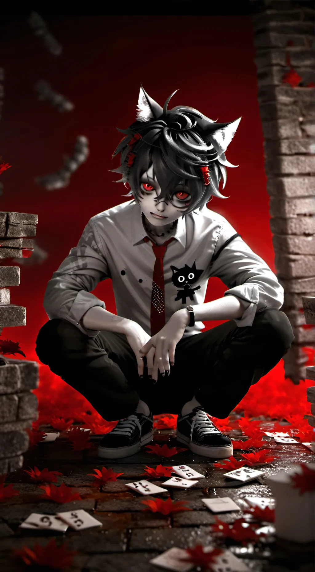 ai character: emo gray sprunki background