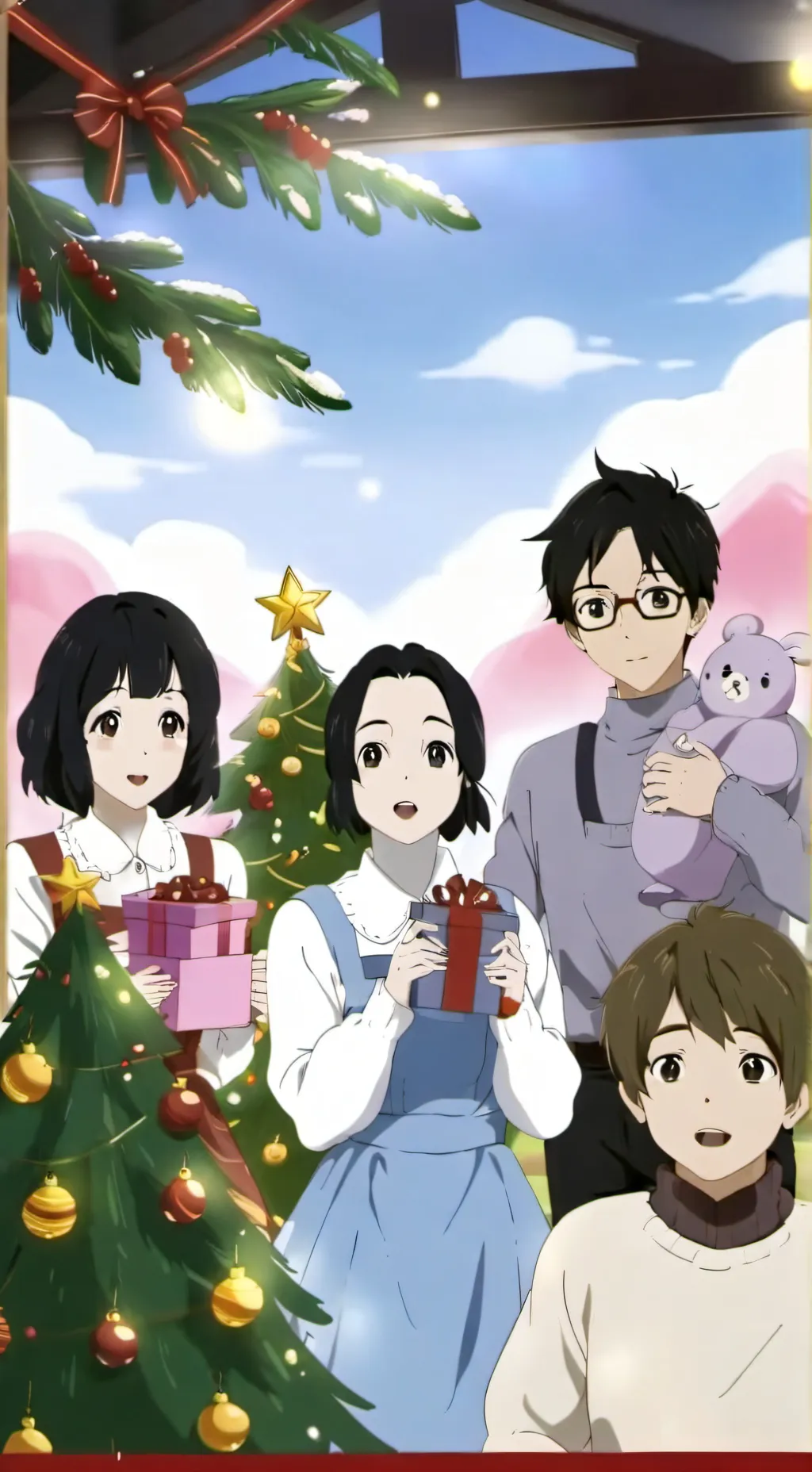 ai character: Christmas kny background