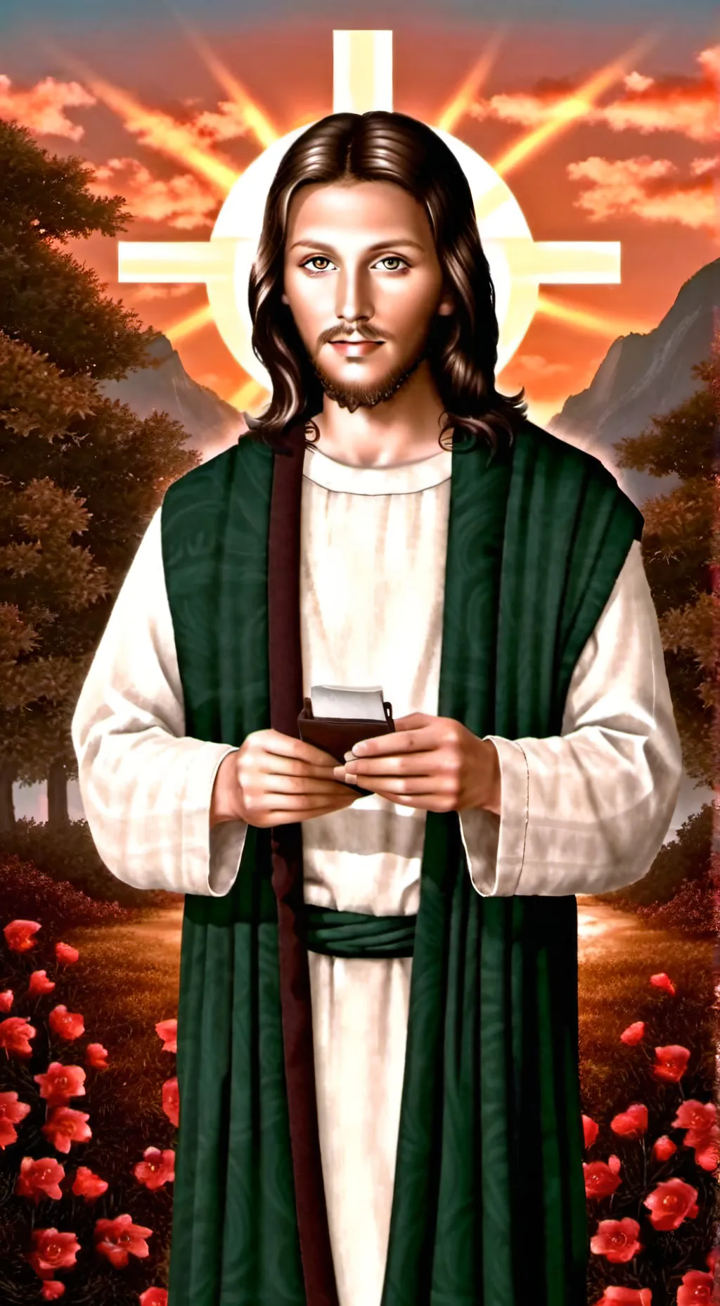 ai character: Jesus christ background