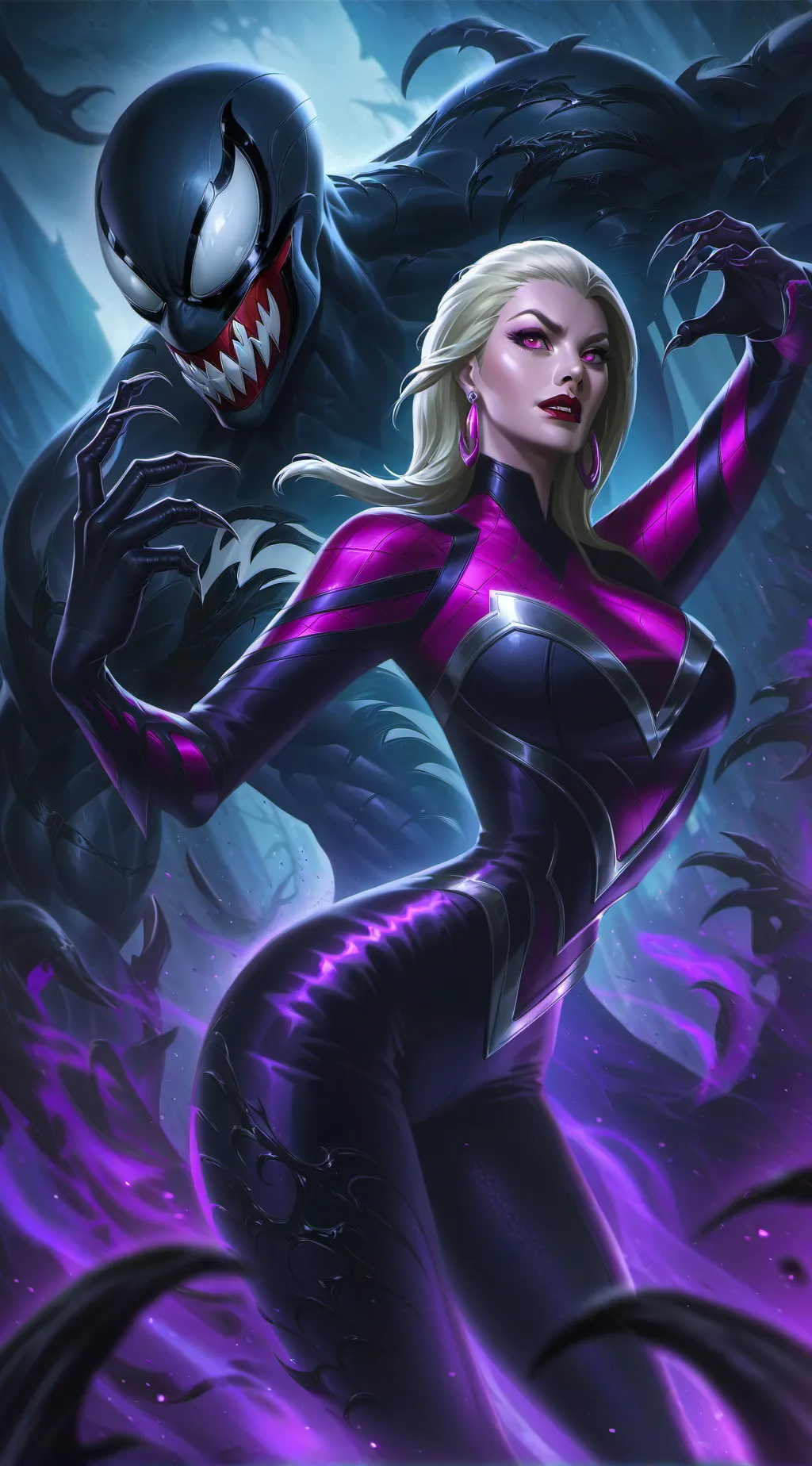 ai character: Venom chica background