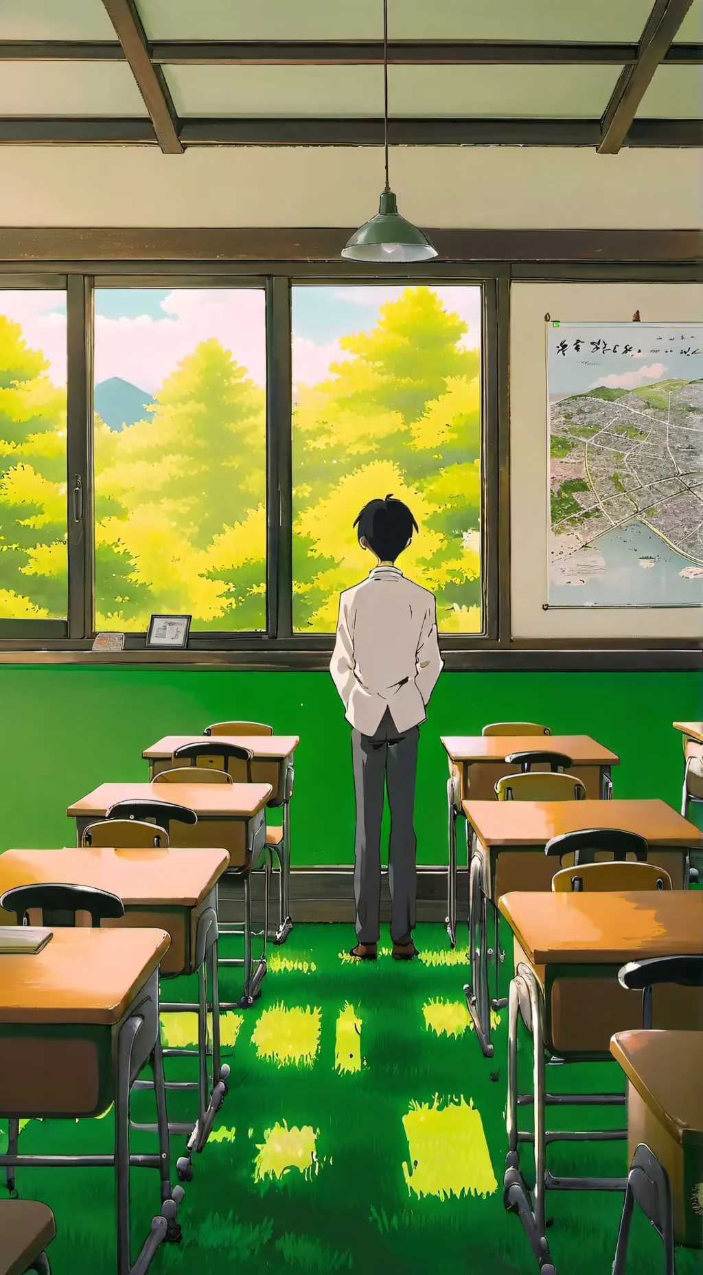 ai character: classroom background