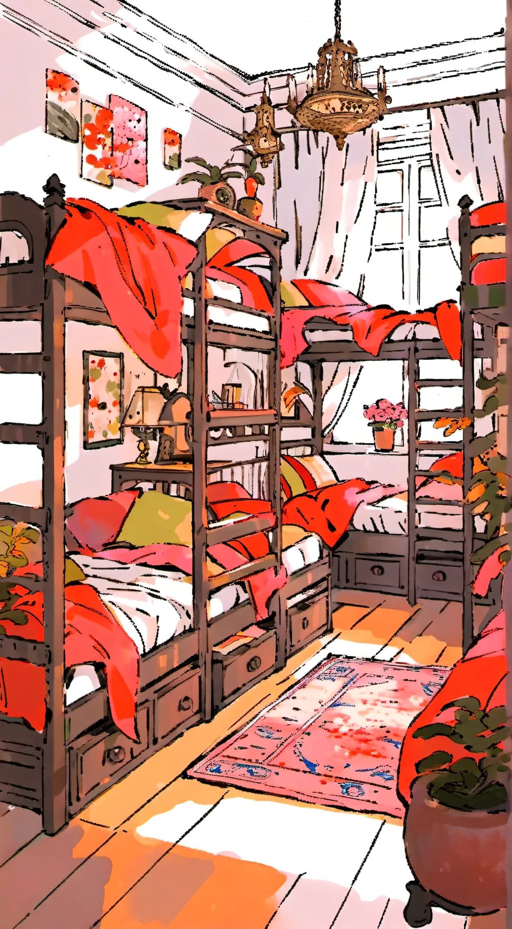 ai character: girls dorm.  background