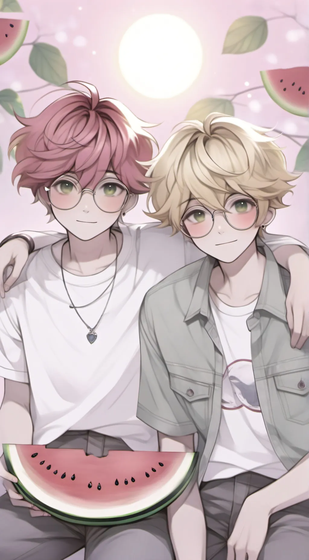 ai character: sunny and melon background