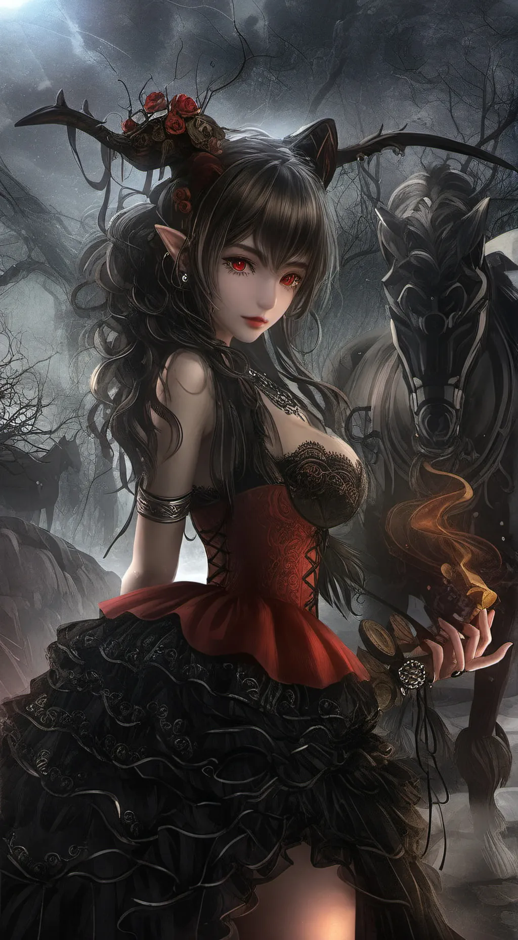 ai character: girl demon background