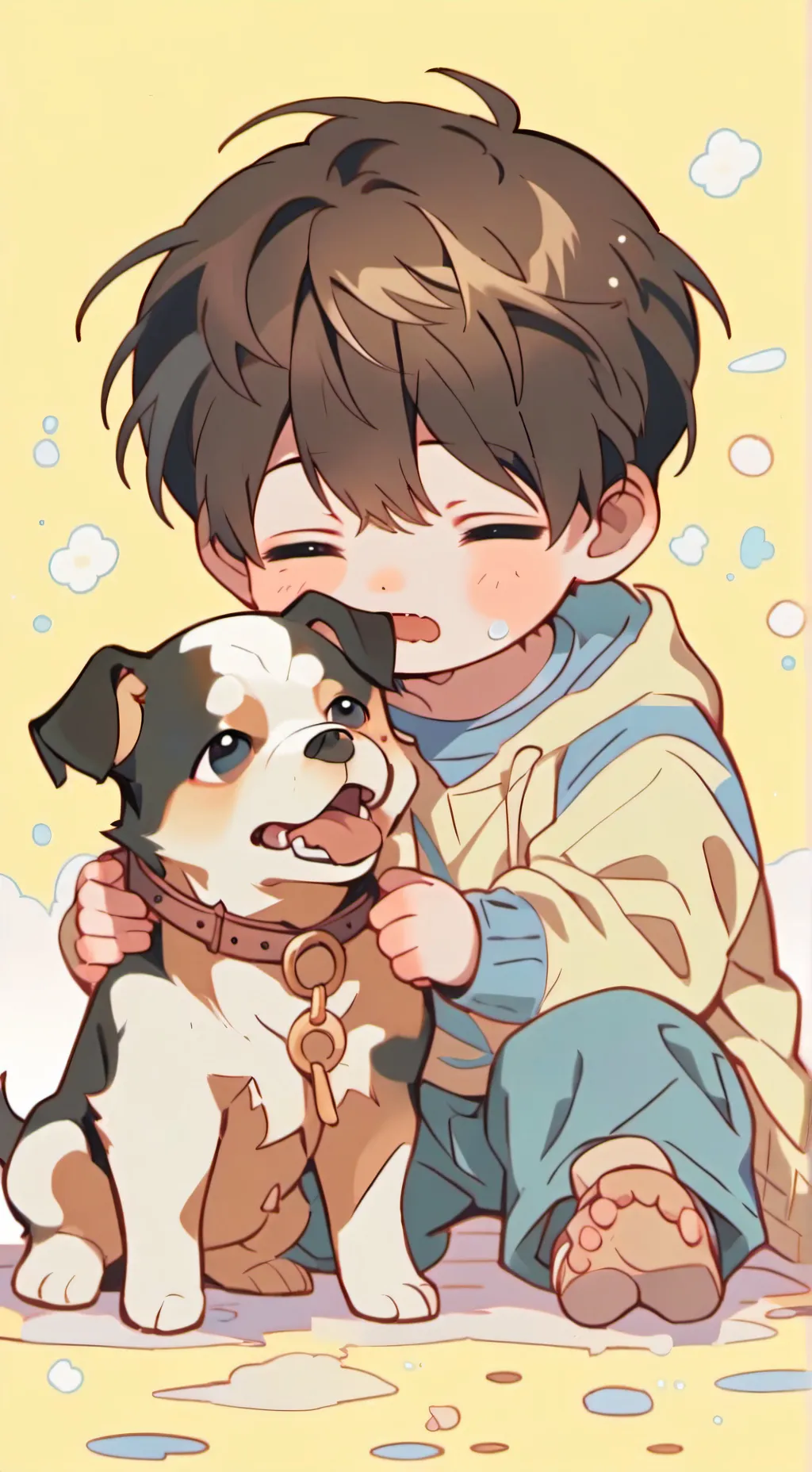 ai character: homeless baby boy background