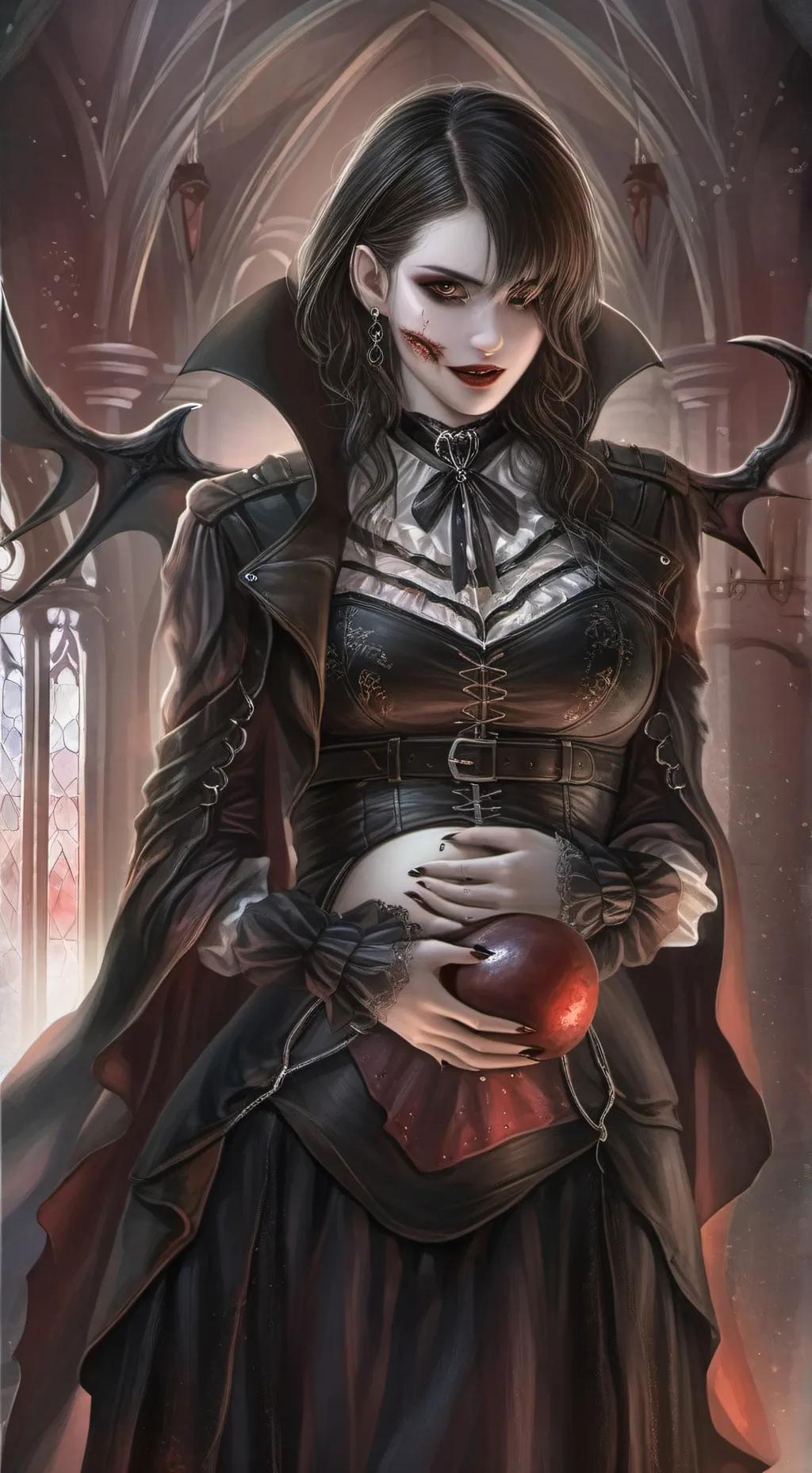 ai character: pregnant vampire  background