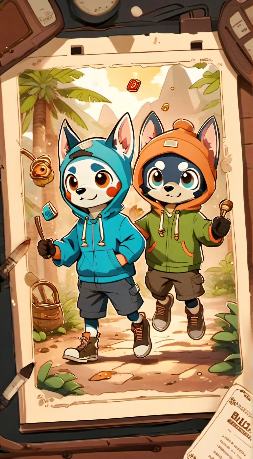 ai character: bluey and bingo background