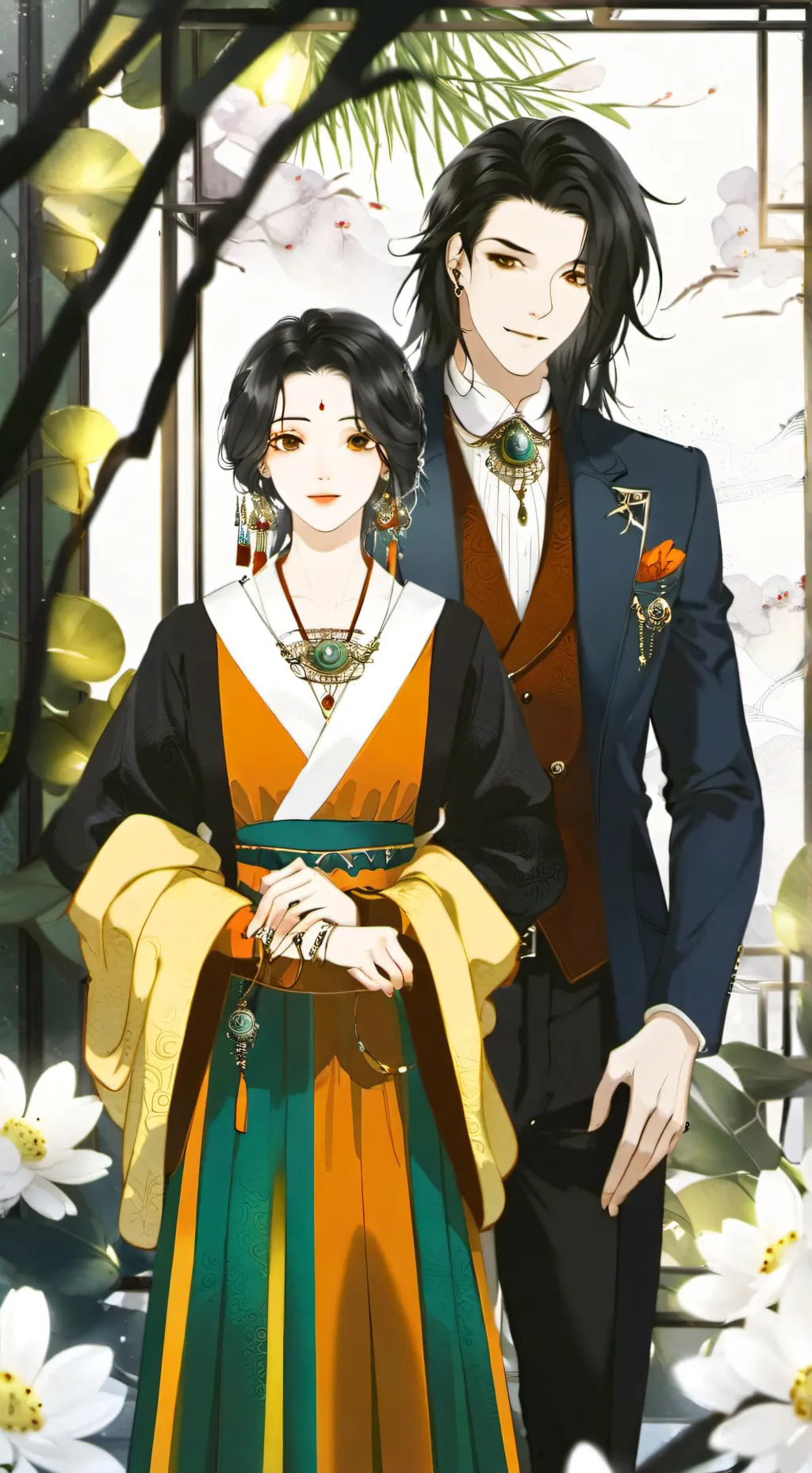 ai character: Jess and Adam  background