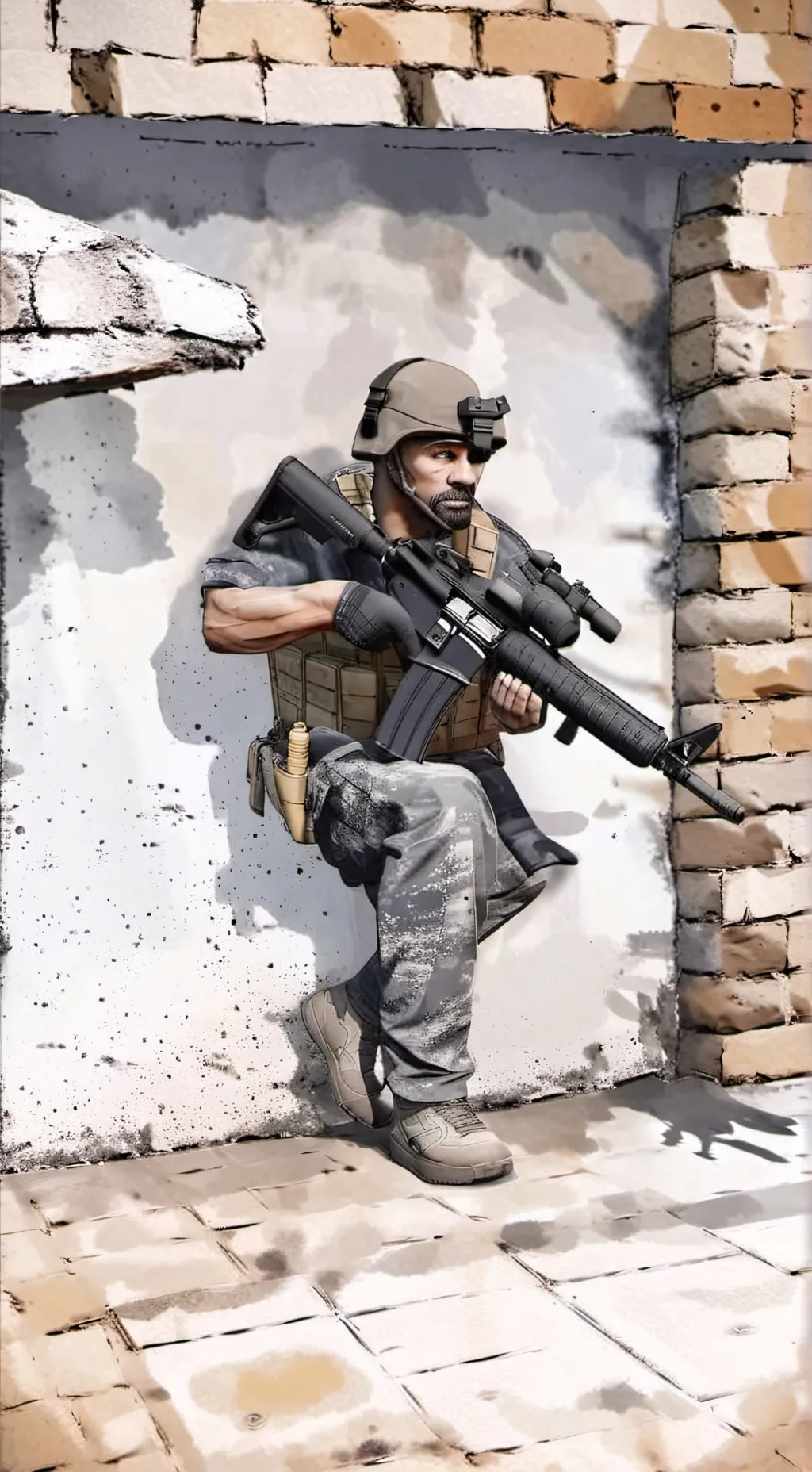 ai character: War In Middle East background