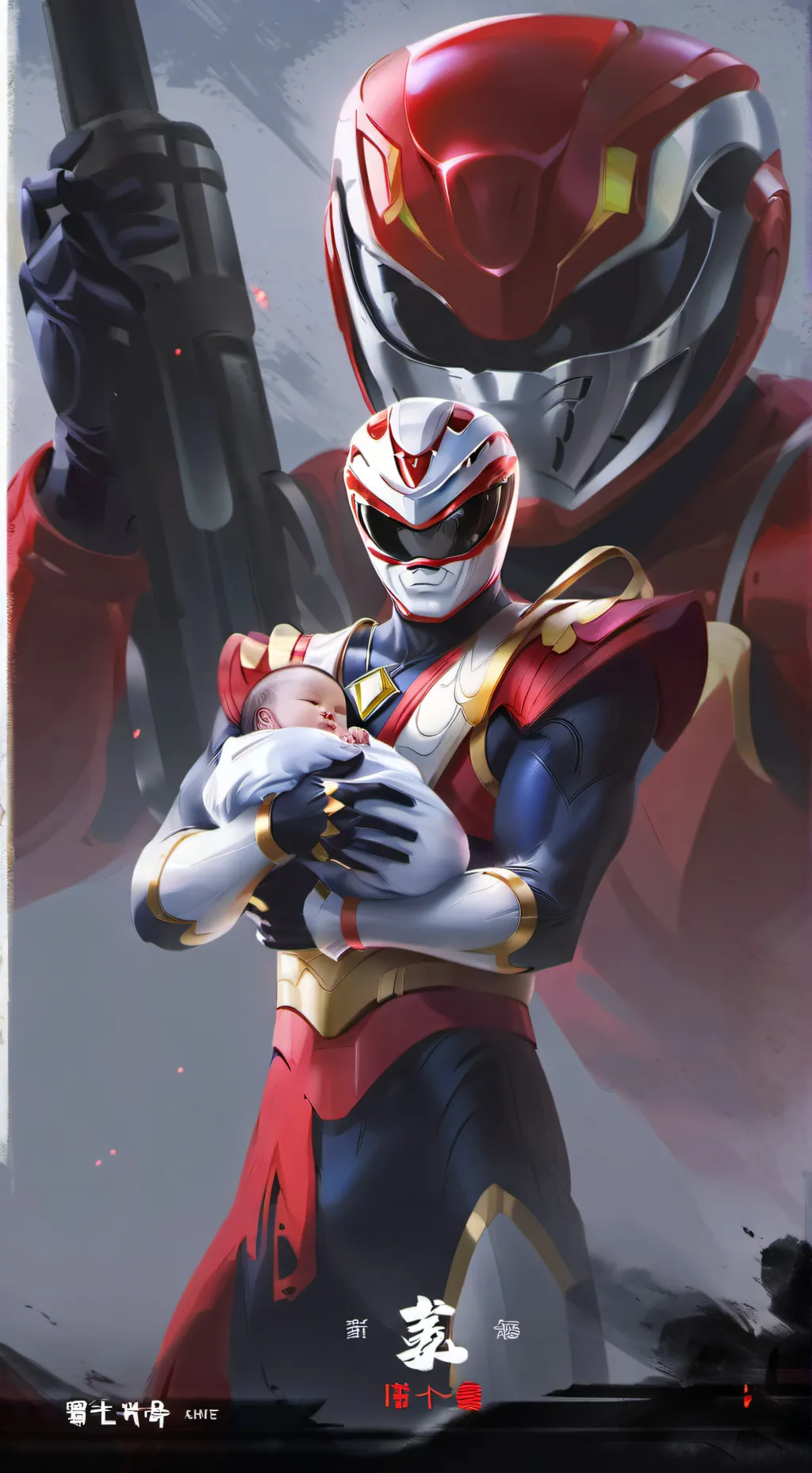 ai character: power rangers+baby background