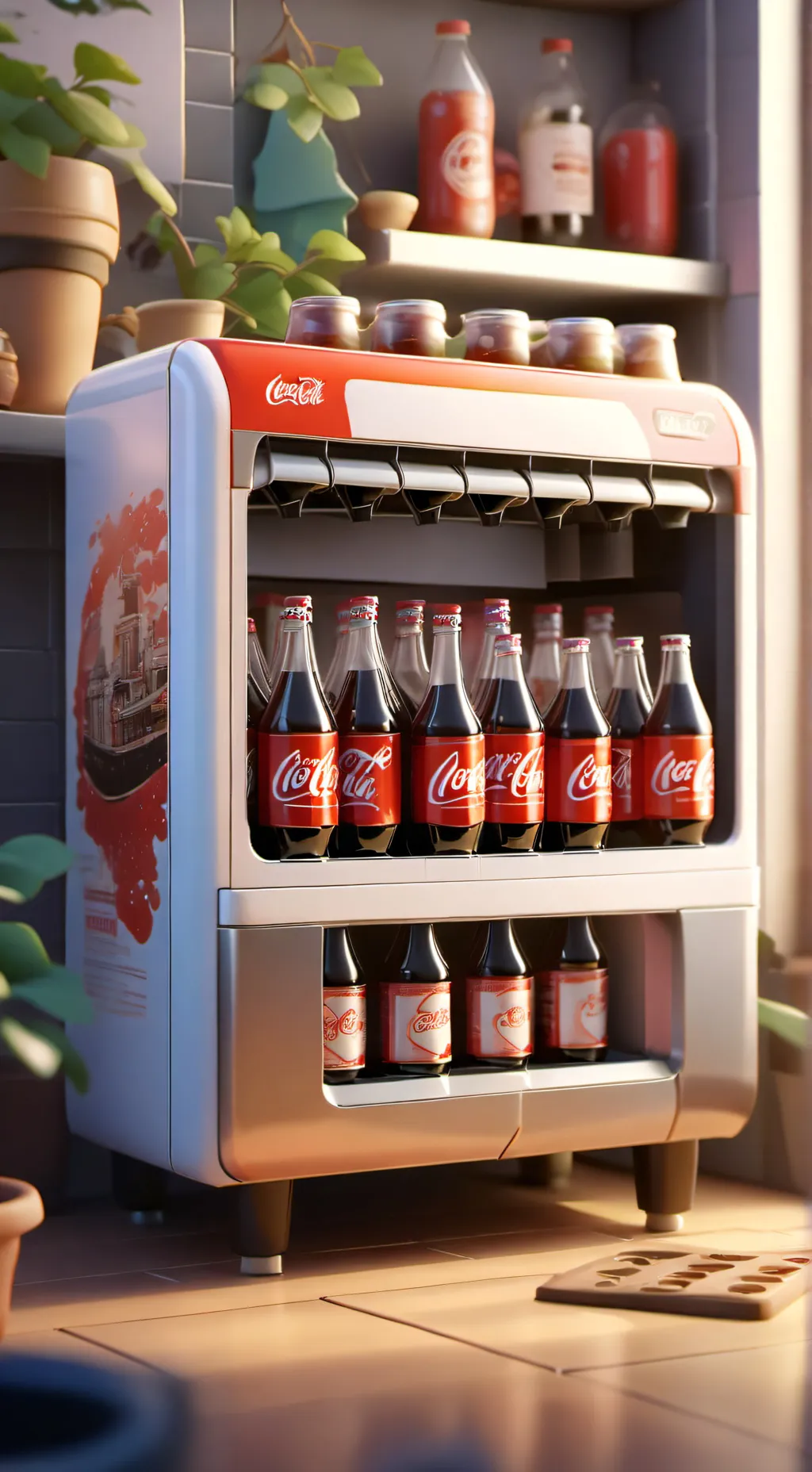 ai character: coca cola background