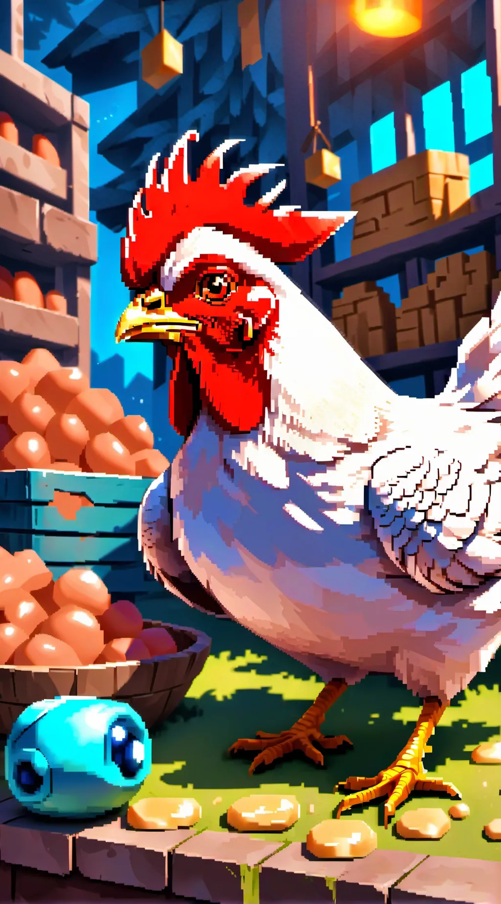 ai character: pollo frito  background