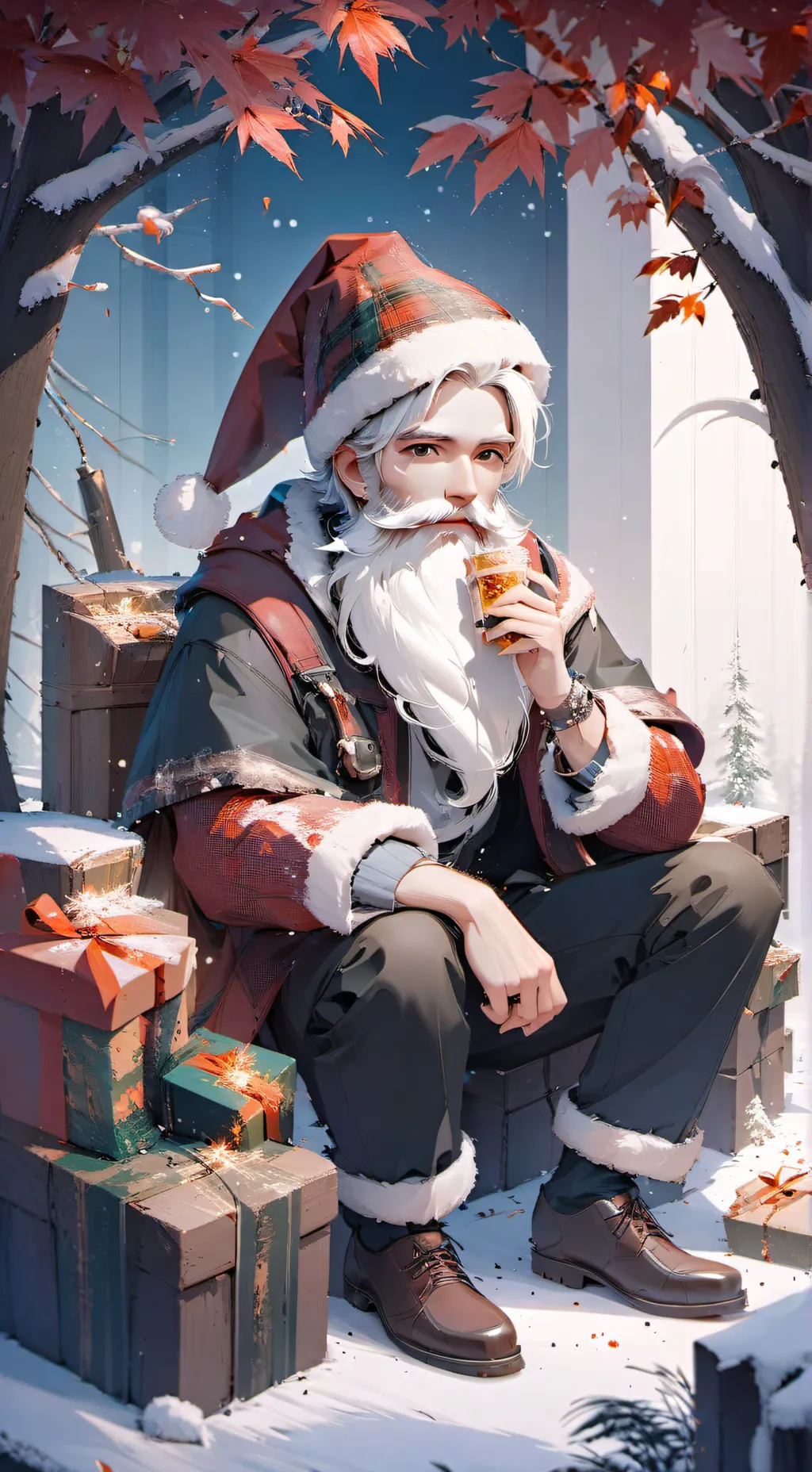 ai character: pére Noël background
