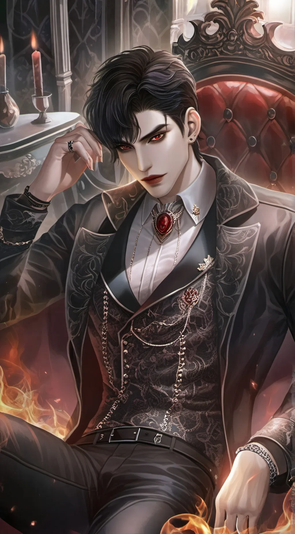 ai character: King of vampires  background